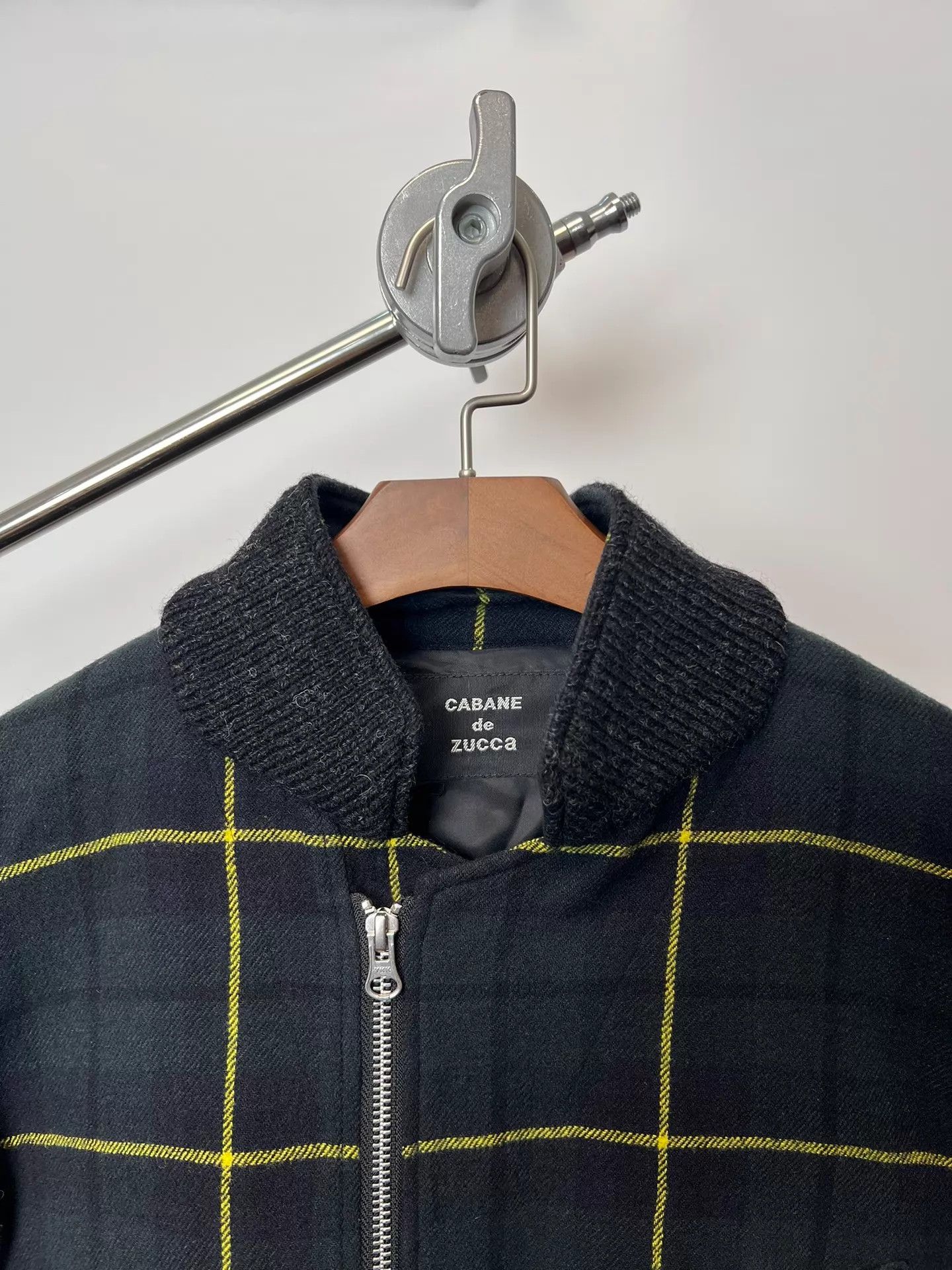 CABANE de ZUCCa Vintage Cabane de Zucca Checkered Panel Zip-Up Wool Sweater Size US M / EU 48-50 / 2 - 3 Thumbnail