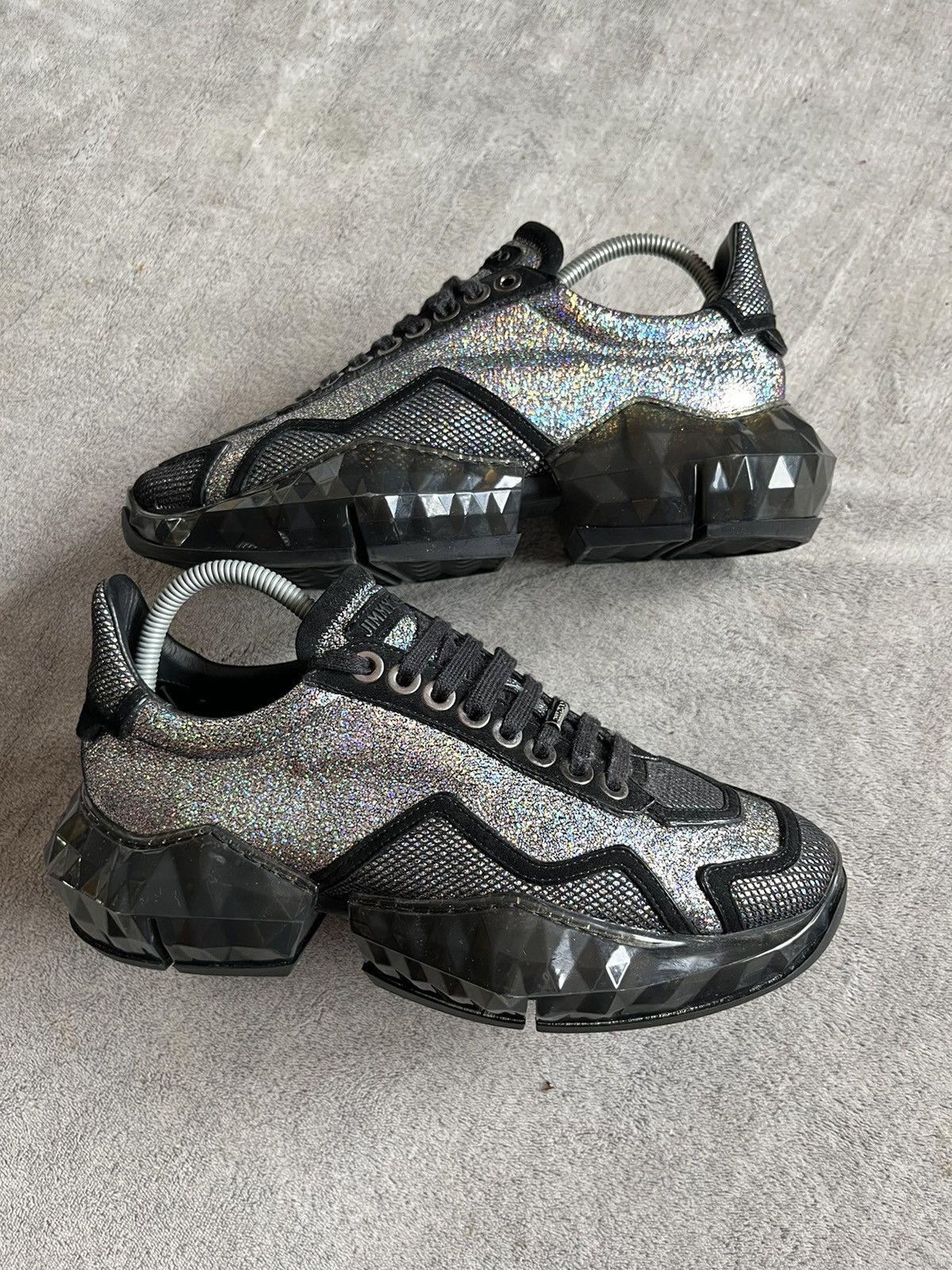 Designer × Jimmy Choo Jimmy Choo Diamond Sneakers Black Glitter Luxury Italy Size US 8 / EU 41 - 1 Thumbnail