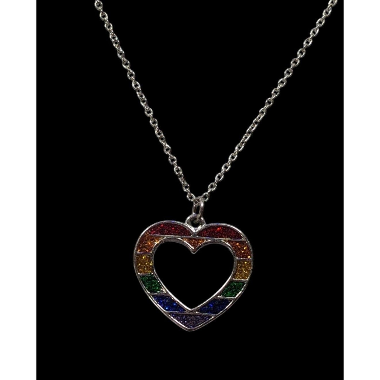 Other Claires Y2K Rainbow Glitter Open Heart Necklace Size ONE SIZE - 2 Thumbnail