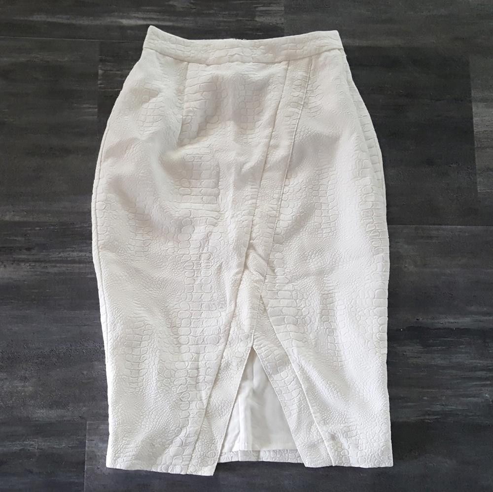 Jennifer Lopez White Alligator Detailed Lopez High Waisted Midi Size 26" / US 2 / IT 38 - 3 Thumbnail