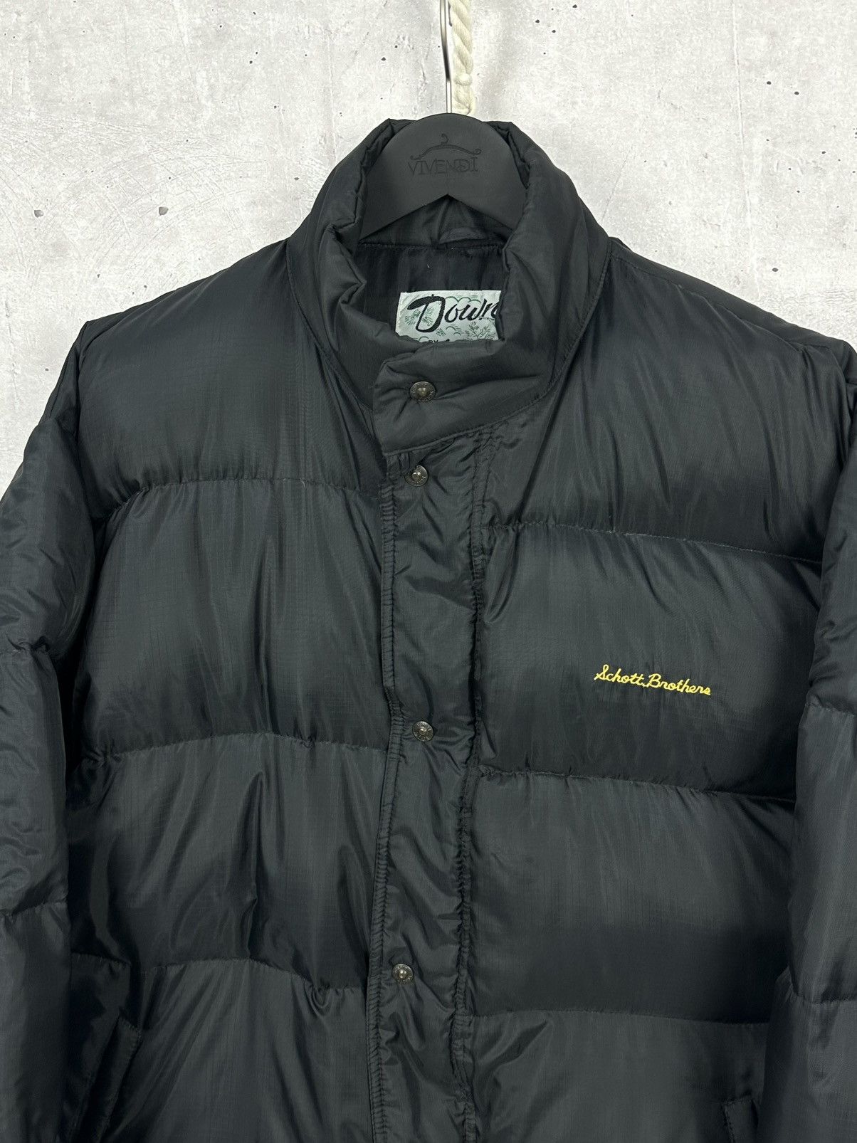 Schott × Vintage Vintage Schott Down Nylon Black Puffer Made in USA Jacket Size US XL / EU 56 / 4 - 4 Thumbnail