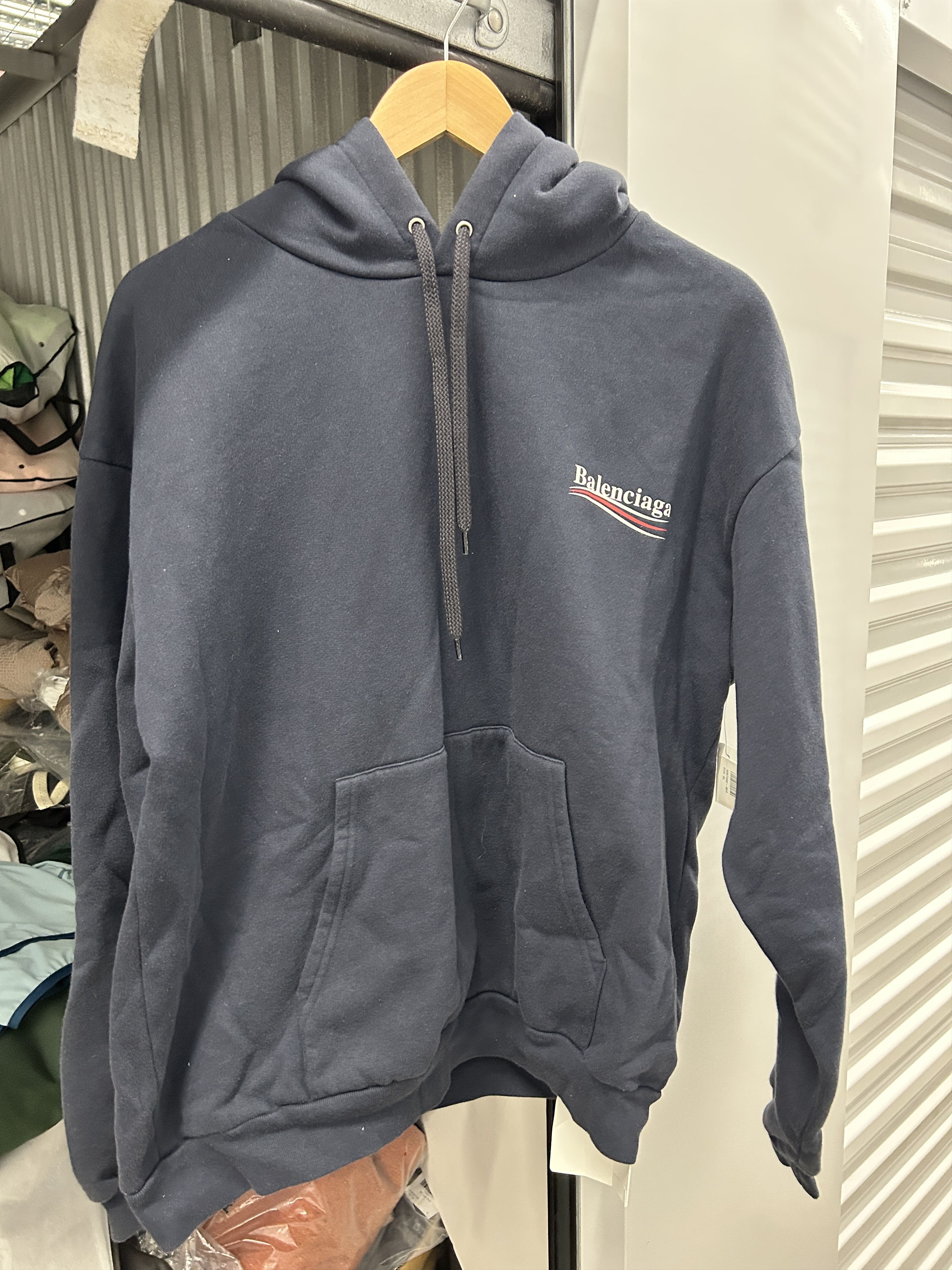 Balenciaga Balenciaga 2018 Campaign Logo Navy Hoodie Pullover Size US XL / EU 56 / 4 - 2 Thumbnail