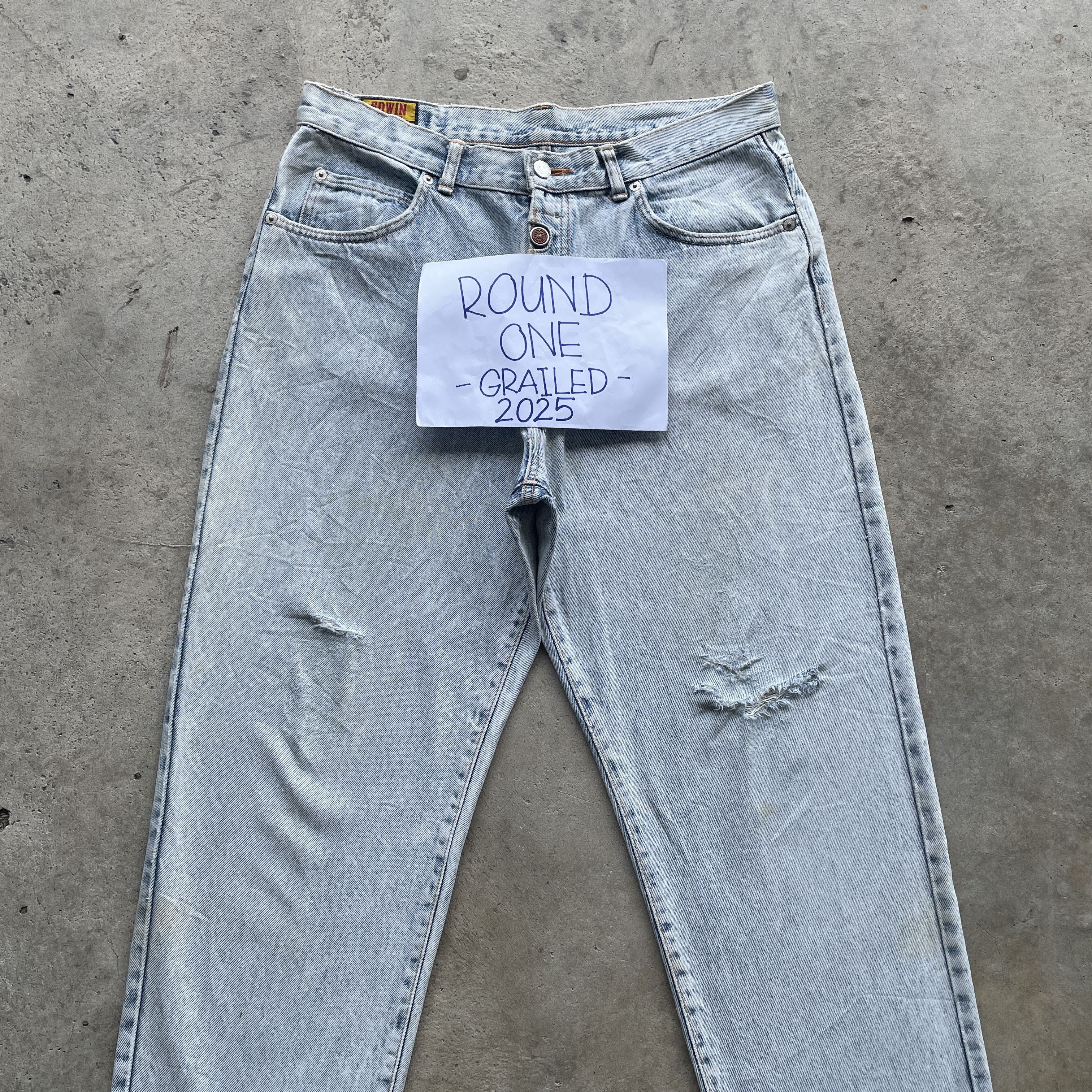 Edwin VINTAGE EDWIN WASH JEANS FADED DENIM DISTRESSED PANTS W33 Size US 33 - 3 Thumbnail