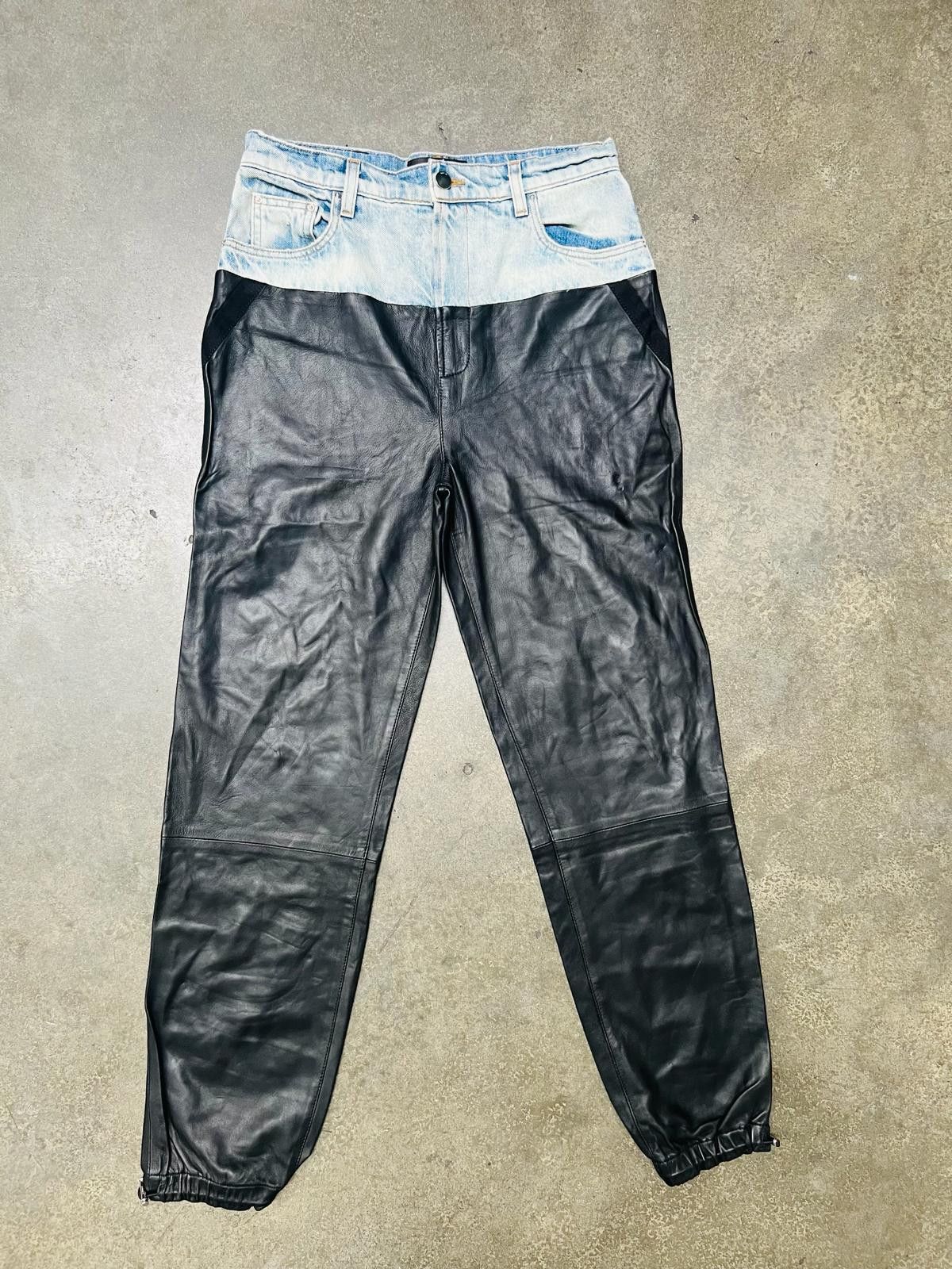 image of Amiri Jeans - Blue/leather in Blue/Black, Men's (Size 26)