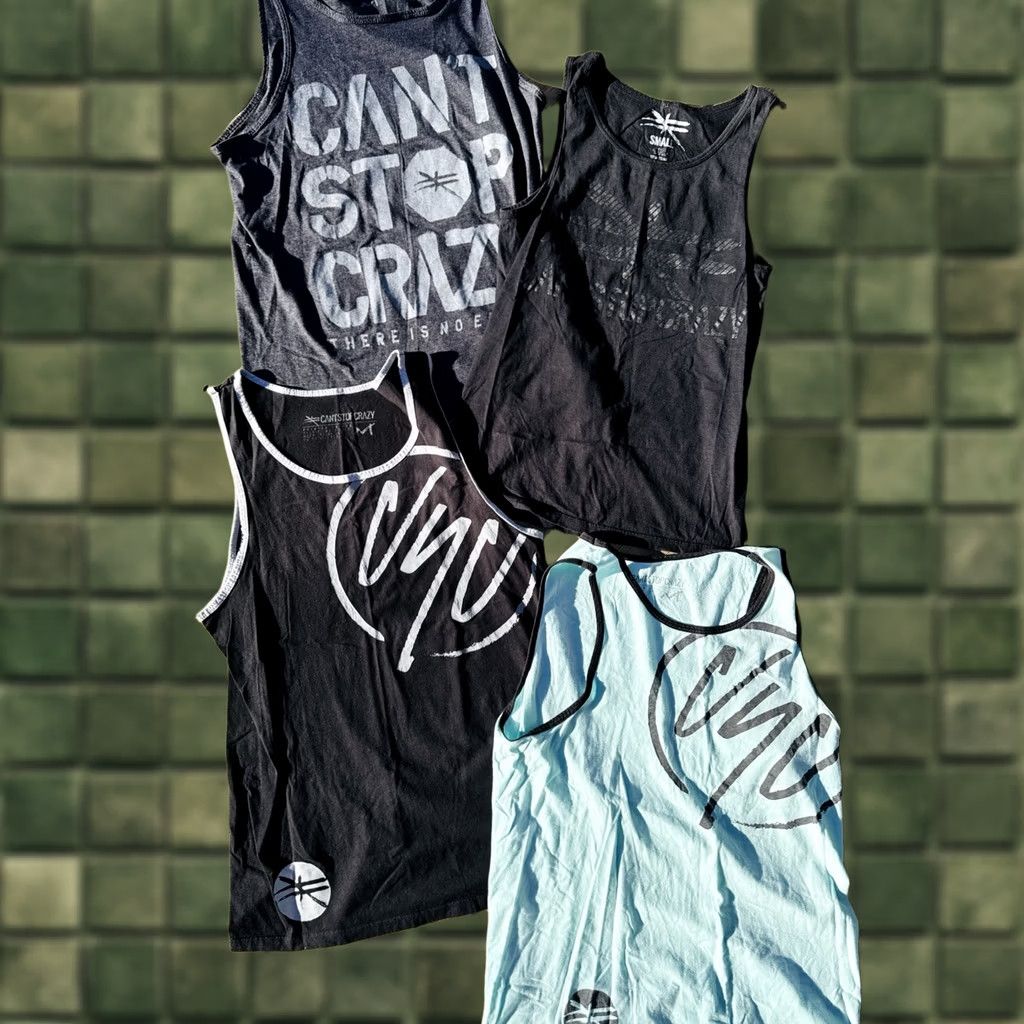 Vintage Cant Stop Crazy Tank Tops Lot 4 Gym Training MMA Workout Mens S M Black Charcoal Mint USA 90s? Size US M / EU 48-50 / 2 - 1 Thumbnail