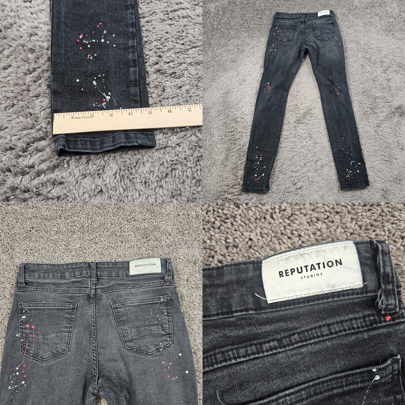 Vintage VINTAGE Serenede Men Jeans Skinny Black Distressed Paint Splatter Stretch 28 Waist 31 Inseam Size US 28 / EU 44 - 8 Thumbnail