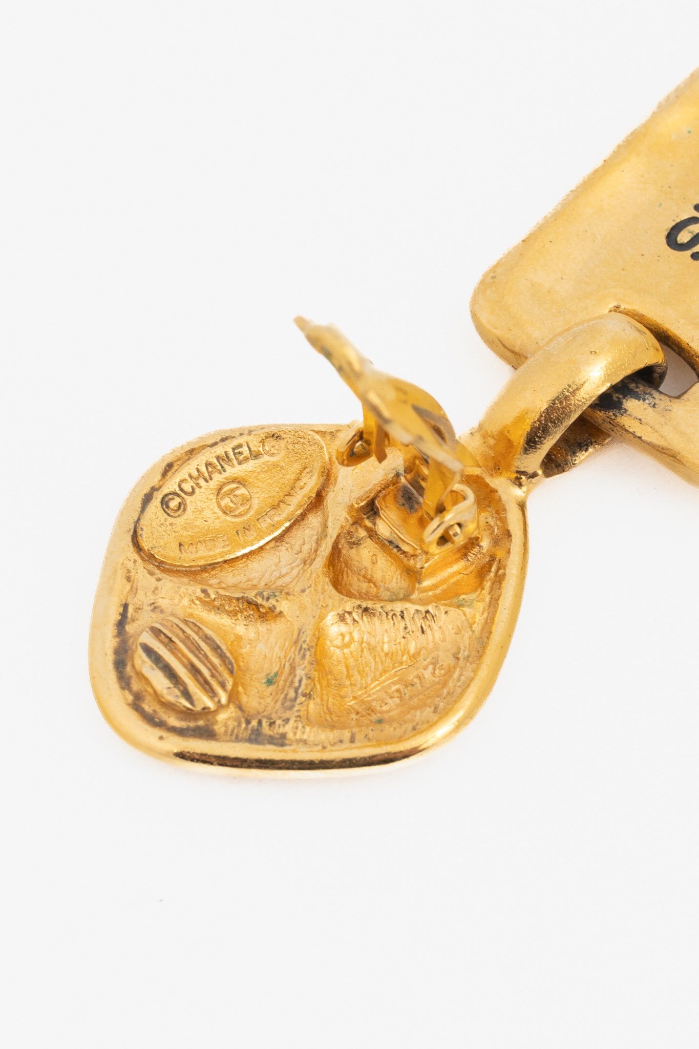 Chanel Chanel 24k-Gold Plated Quilted Clip-On Drop Earrings Size ONE SIZE - 4 Thumbnail