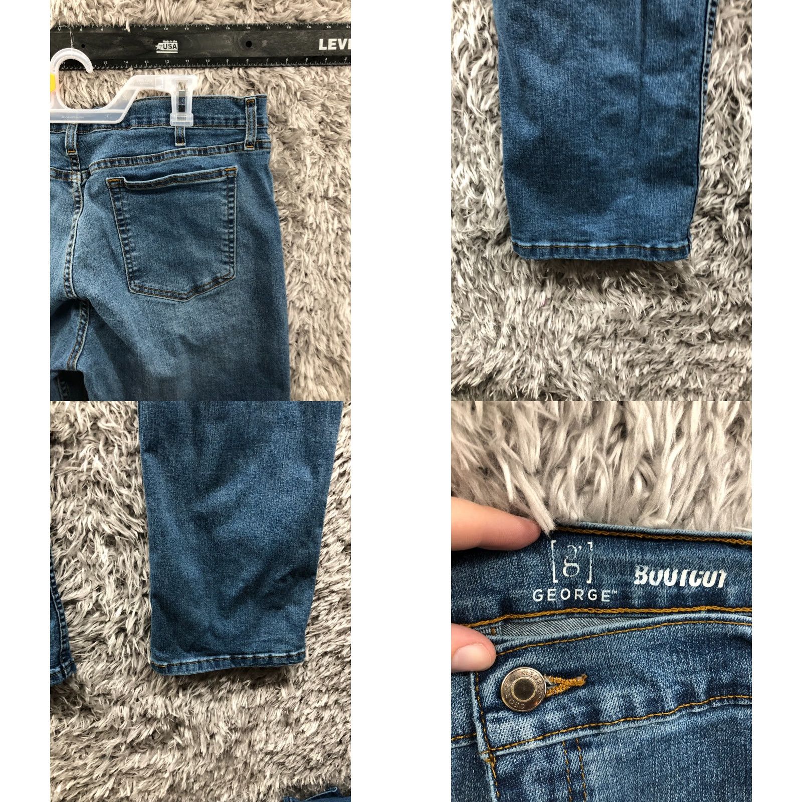 George George Bootcut Jeans Mens Regular 40x32 Dark Blue Denim Gro nge Moderate 5-Pocket Belt Loops Mid Rise Straight Leg CI/USA Size US 40 / EU 56 - 8 Thumbnail