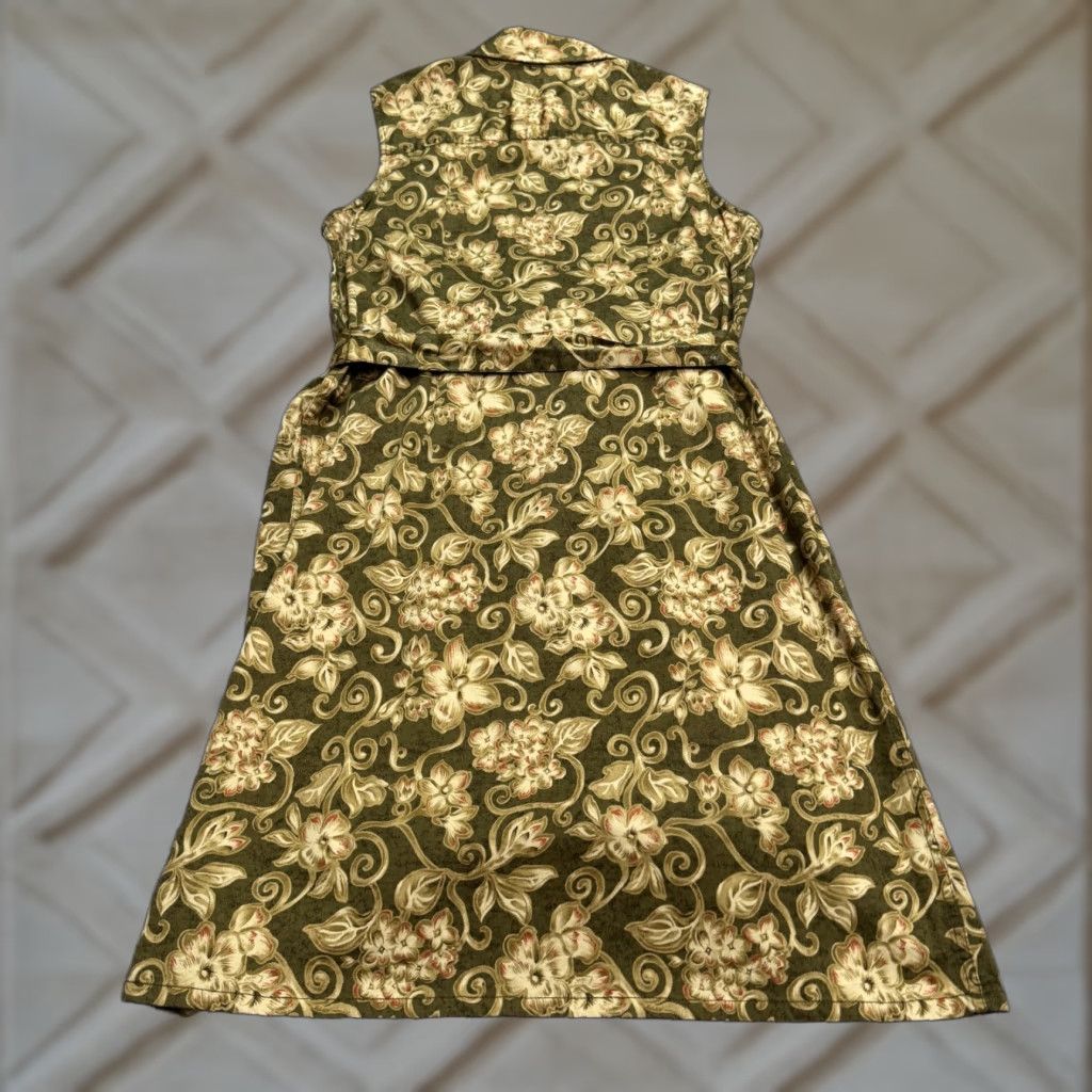 Charter Club Charter Club Cotton Button Down Midi Shirt Dress Women Plus 14W Green Sleeveless Floral Belted Light Weight - Womens Size XL / US 12-14 / IT 48-50 - 1 Thumbnail