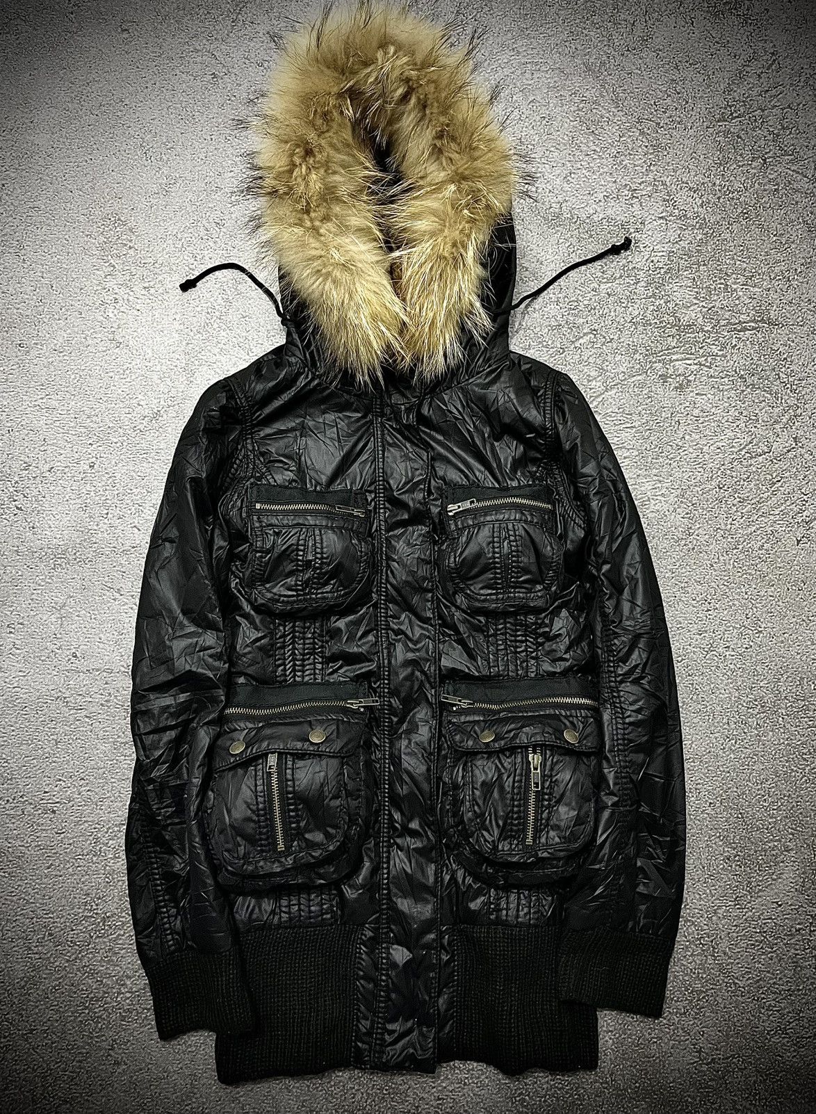 Japanese Brand 2000s Heaven And Eart Bondage Multi Pocket Fur Hood Jacket Size US M / EU 48-50 / 2 - 1 Thumbnail
