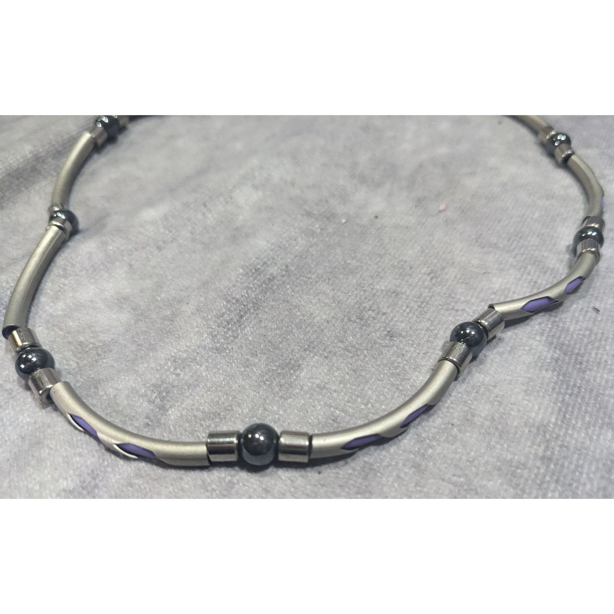 Other Vintage 90s Silver Tone Tube Beads With Purple Rubber Accent Size ONE SIZE - 7 Thumbnail