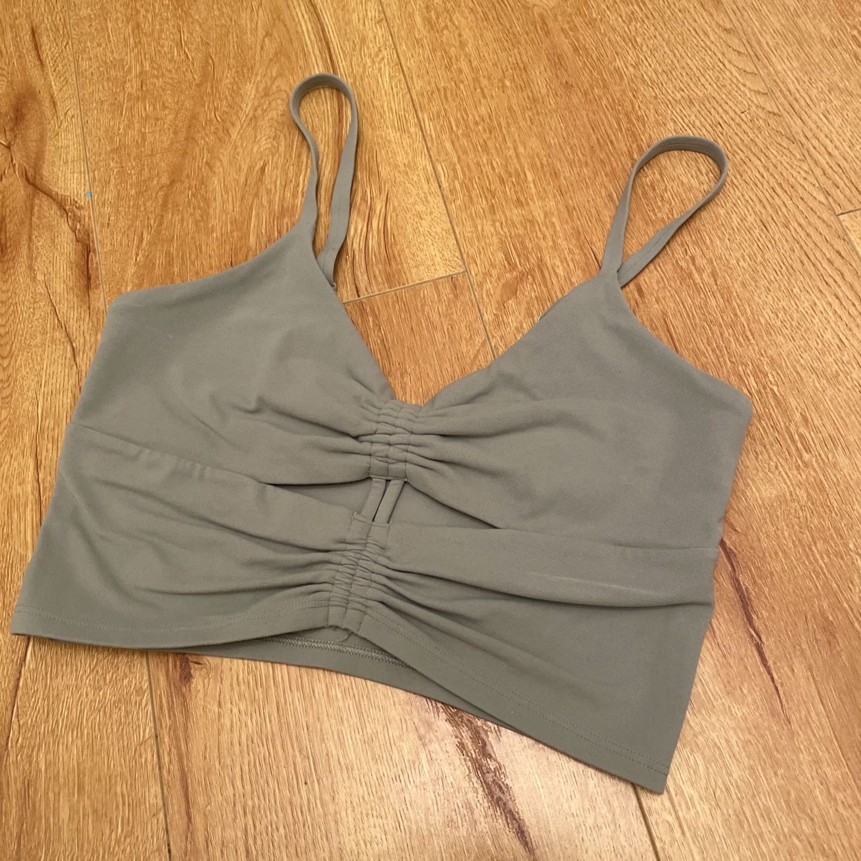 Athleta Athleta Cinch Longline Bra Top XS Peek A Boo Crop Sage Green Sports Bra Women XS Green Warrior Activewear Size XS / US 0-2 / IT 36-38 - 3 Thumbnail