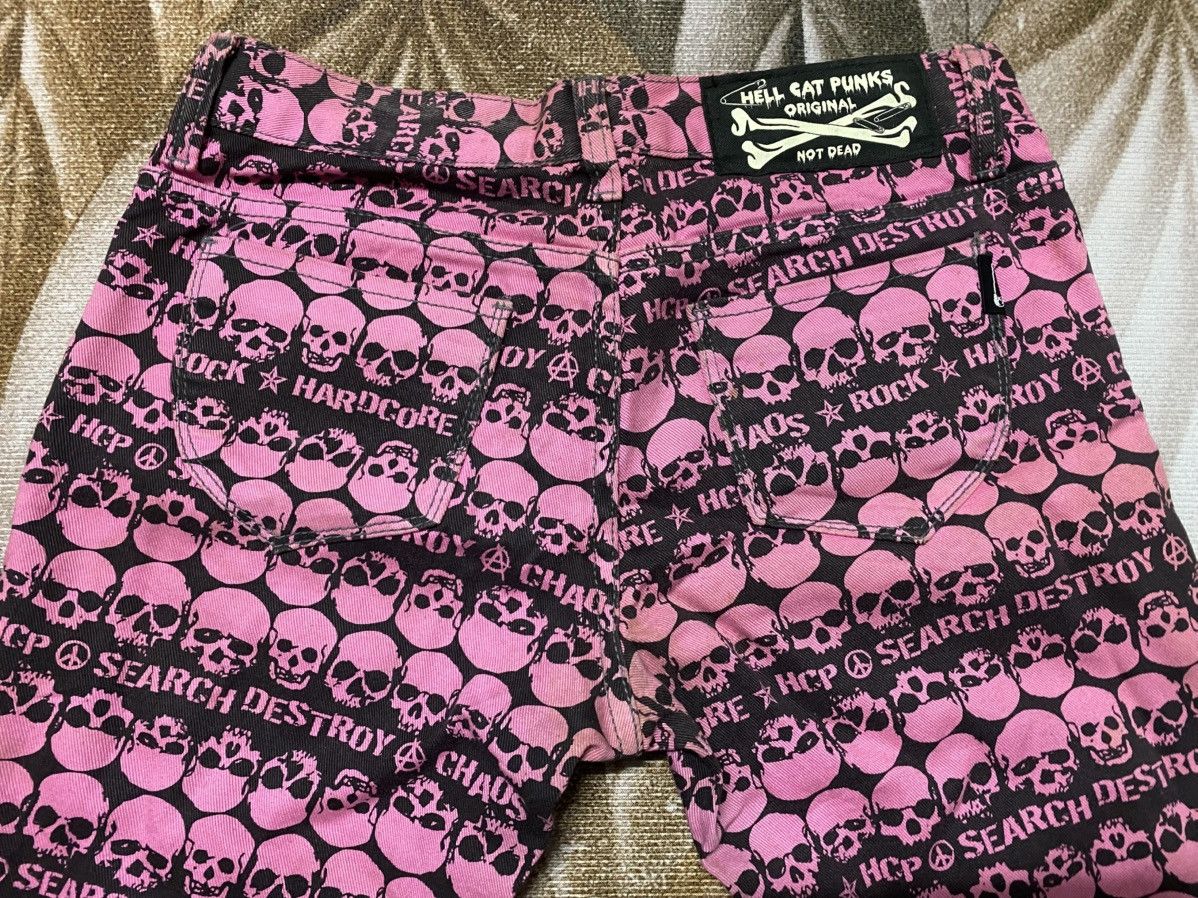 Japanese Brand Overprint Skull Design of Hell Cat Punks Original Jeans Size 28" / US 6 / IT 42 - 10 Thumbnail