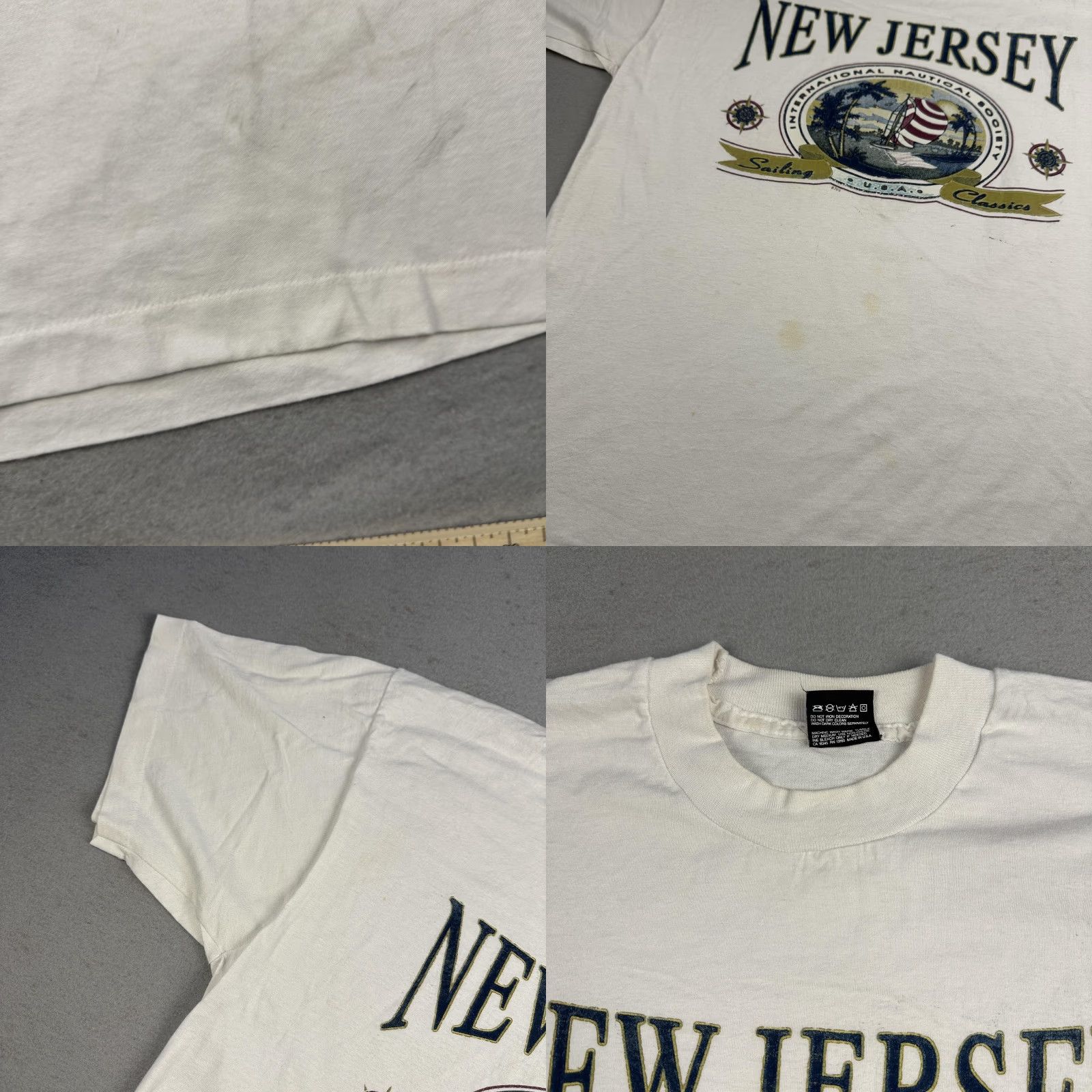 Fruit Of The Loom VINTAGE New Jersey Shirt Mens XL White Sailing Nautical Tourist Graphic 90s Size US XL / EU 56 / 4 - 8 Thumbnail