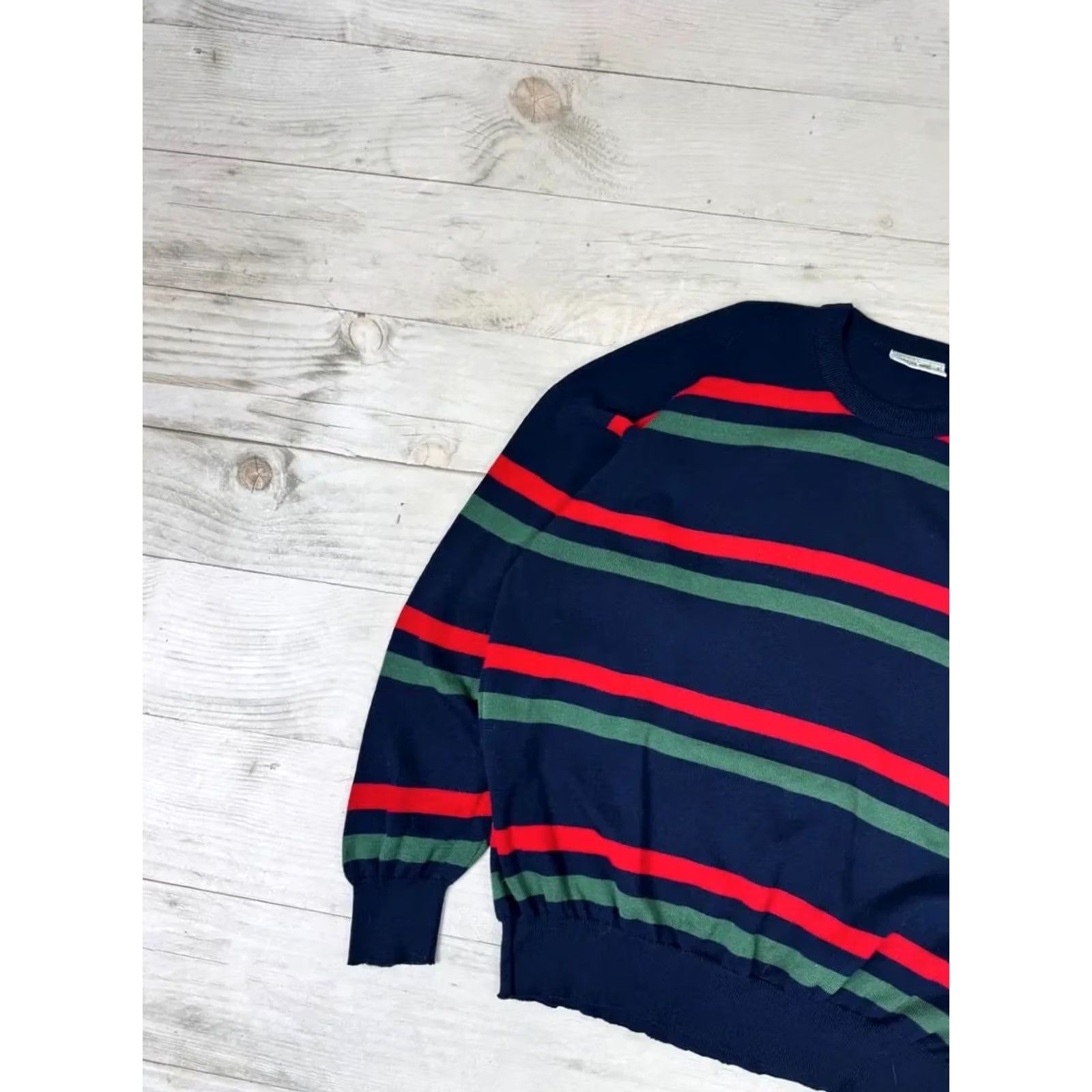 Lacoste VINTAGE Lacoste Sweater Steel Blue Striped Knit 2XL Men 90s Size US XXL / EU 58 / 5 - 5 Thumbnail