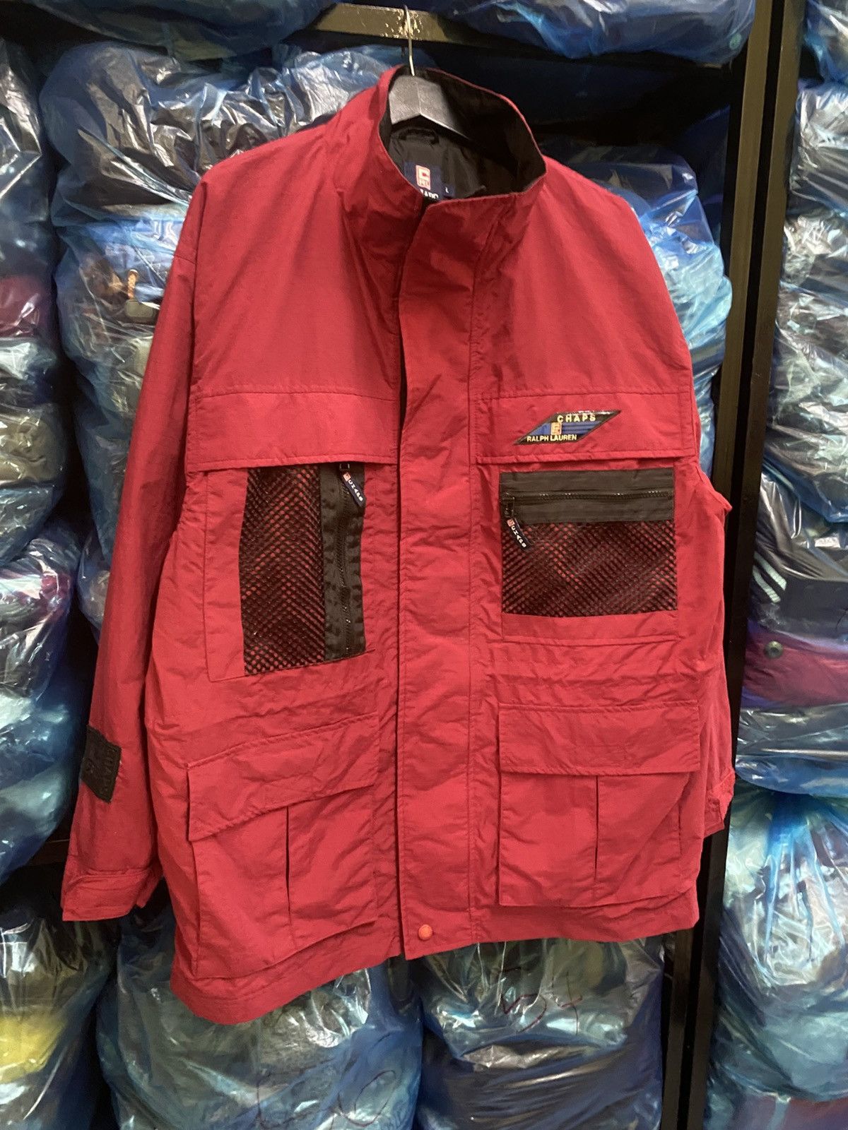 Chaps Ralph Lauren Vintage Chaps Ralph Lauren Red Multi-Pocket Utility Jacket Size US L / EU 52-54 / 3 - 3 Thumbnail