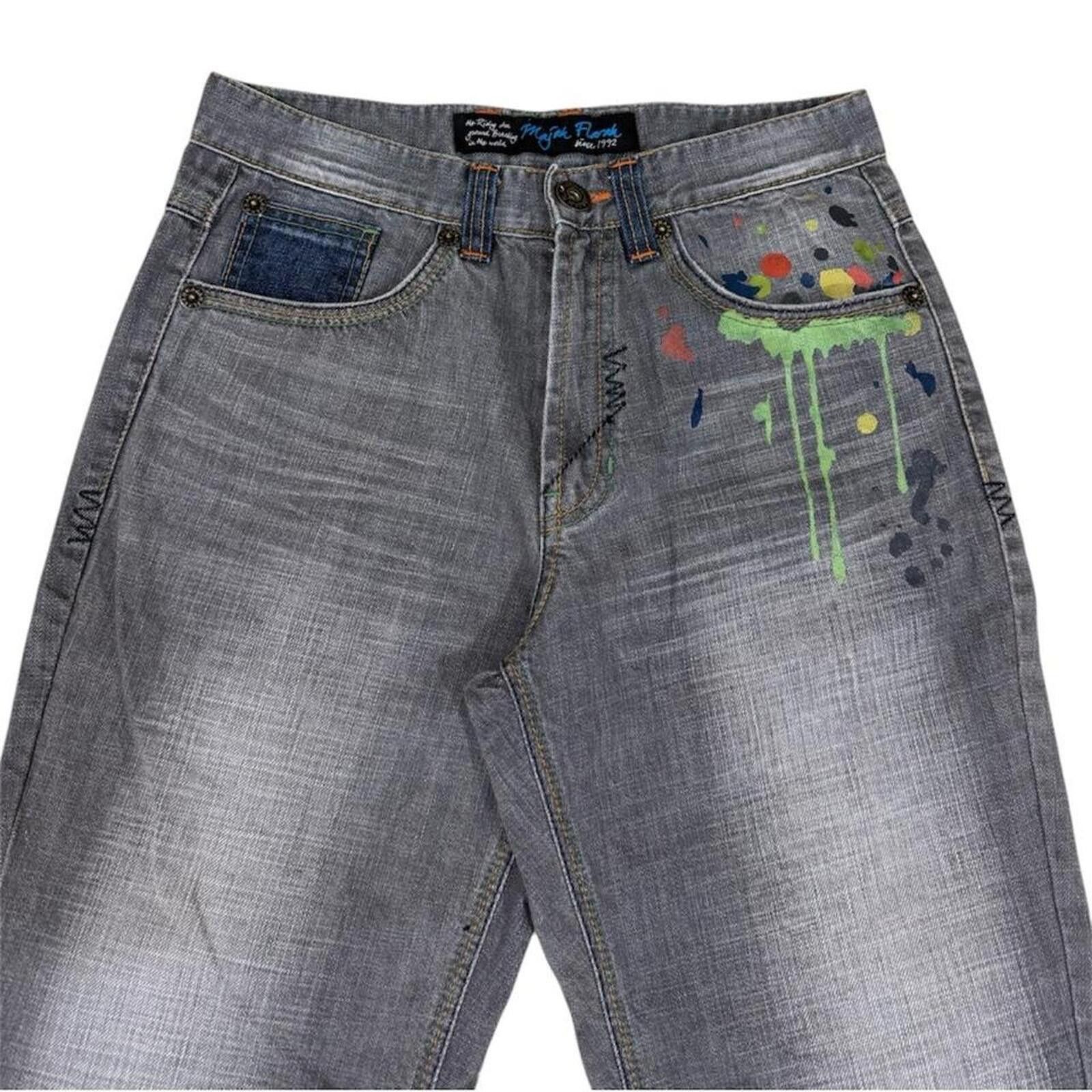 True Religion Rare MAJAH FLAVAH Paint splatter jeans with unique design Size US 29 - 4 Thumbnail