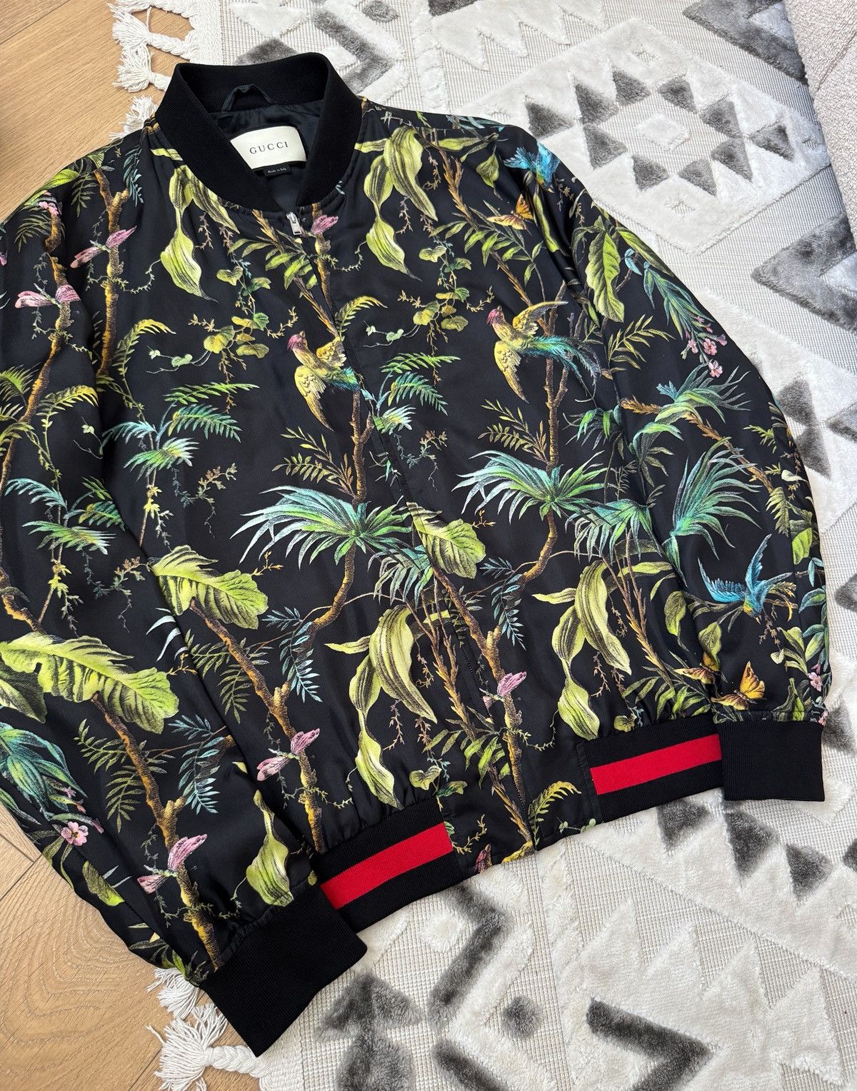 Gucci Men's GUCCI Silk Bomber Jacket Jungle Print size 50 M Size US M / EU 48-50 / 2 - 3 Thumbnail