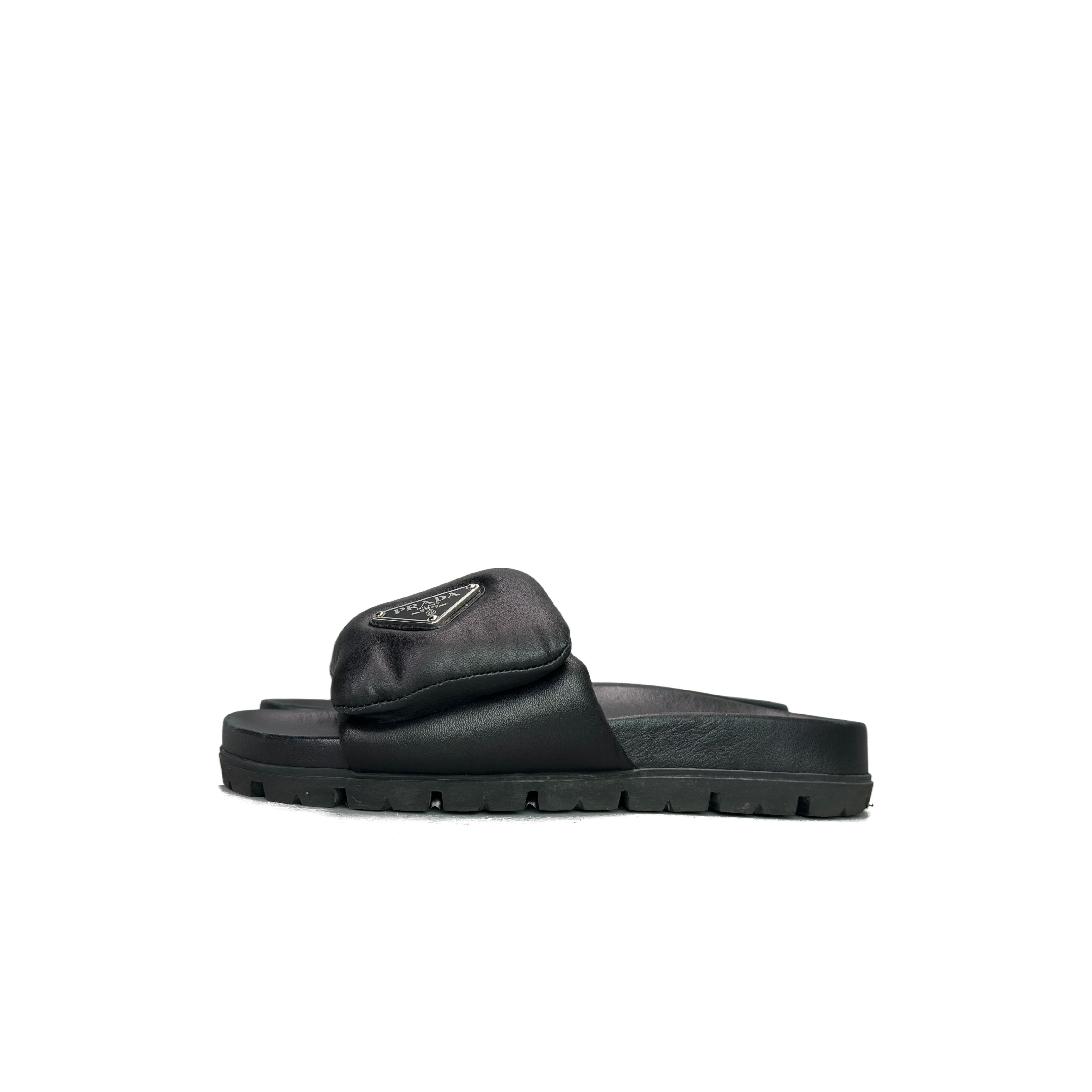 Prada Prada Logo Padded Leather Sandals Size 35 Size US 5 / IT 35 - 1 Thumbnail
