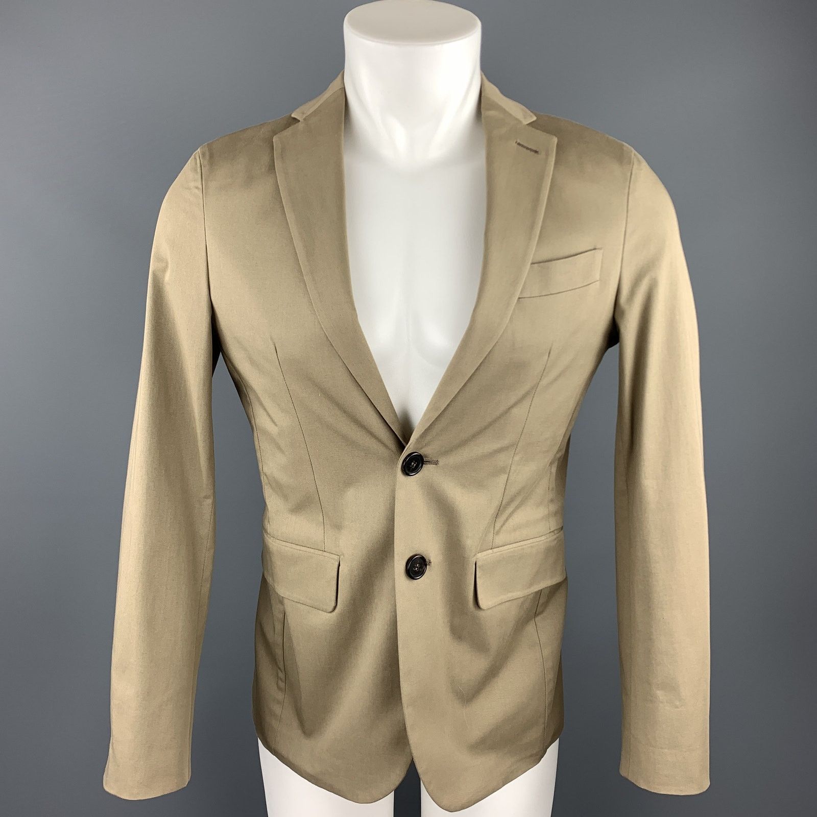 Dsquared2 DSQUARED2 Size 36 Taupe Cotton Blend Notch Lapel Sport Coat Size 36R - 1 Thumbnail
