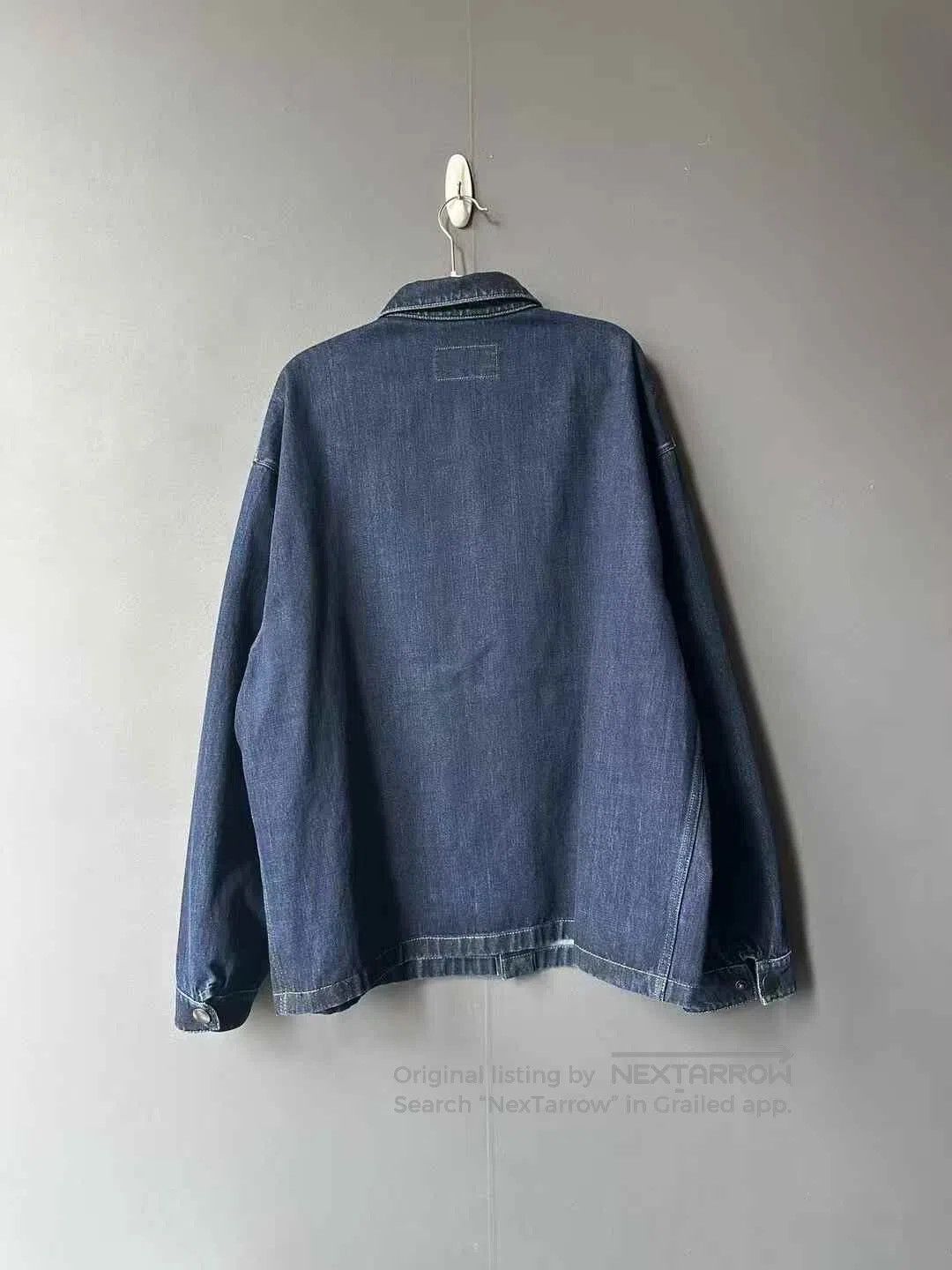 Prada Prada Navy Blue Triangle Logo Denim Shirt Jacket| Size US XL / EU 56 / 4 - 2 Thumbnail