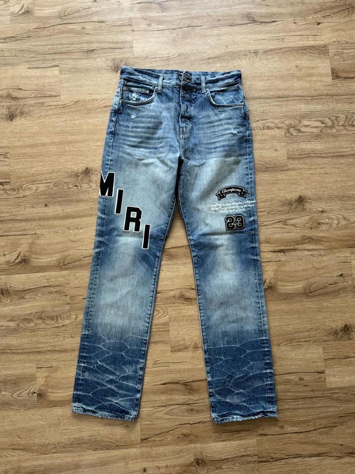 Amiri Amiri Hockey Logo Straight Jeans Size US 31 - 1 Thumbnail