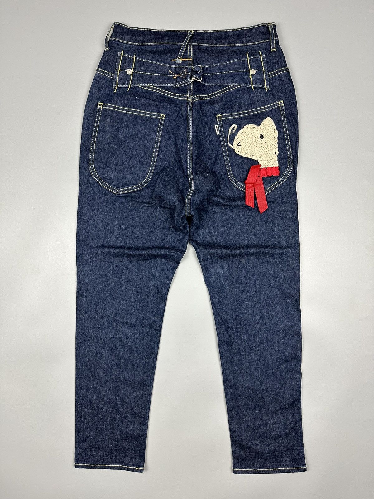 Issey Miyake × Ne-Net Ne-Net by Issey Miyake Embroidered Buckle Back Denim Size US 28 / EU 44 - 1 Thumbnail
