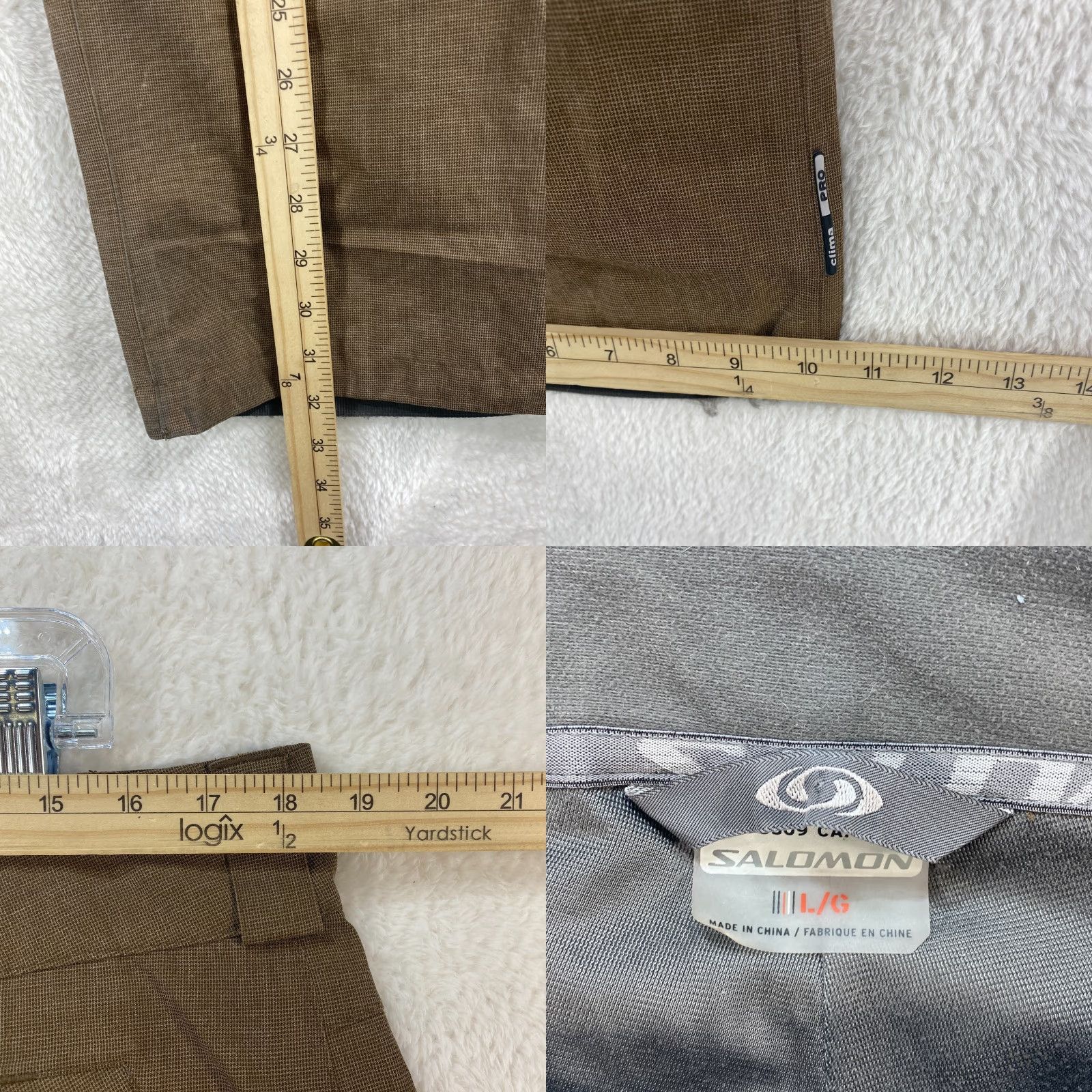 Vintage Solomon Clima Pro Large 10K mm Brown Outdoor Lined Pants Ski Snowboarding Men Large Brown Nylon Lining Polyester Pockets Vintage? Size US 33 - 8 Thumbnail
