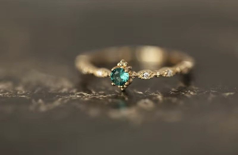 One Piece Simple Green Zircon Tail Ring (size 5-8) Size ONE SIZE - 5 Thumbnail