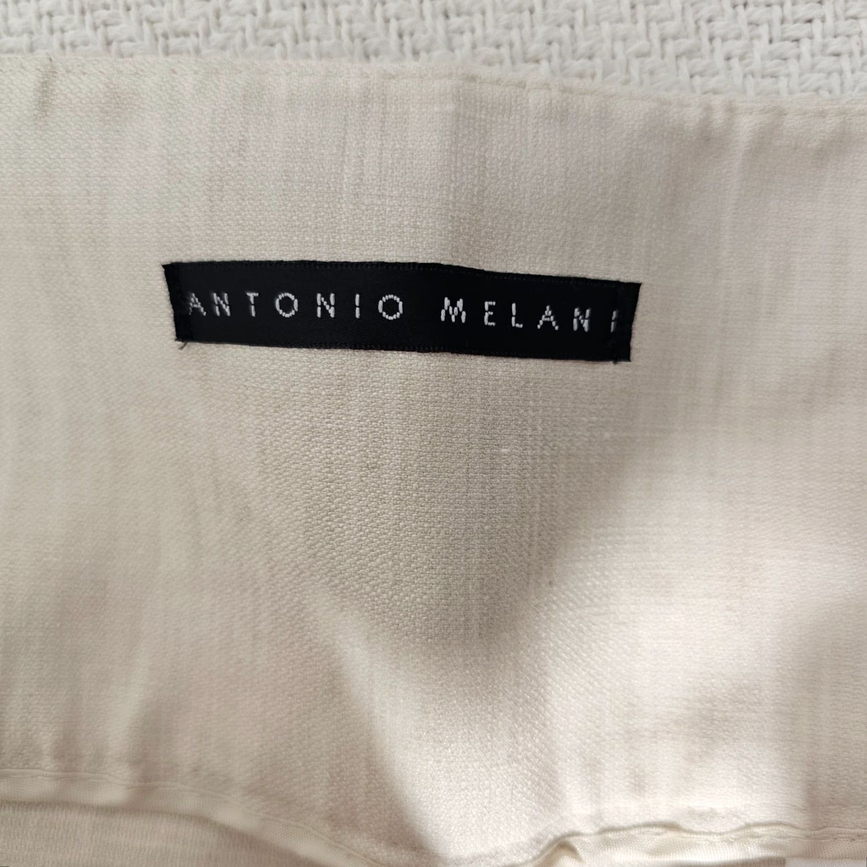 Vintage Antonio Melani Women’s Pants Linen Blend Beige 14 Regular High Rise Twill Flat Front Pockets Dress Workwear Casual Formal Trousers Size 36" / US 14 / IT 50 - 3 Thumbnail