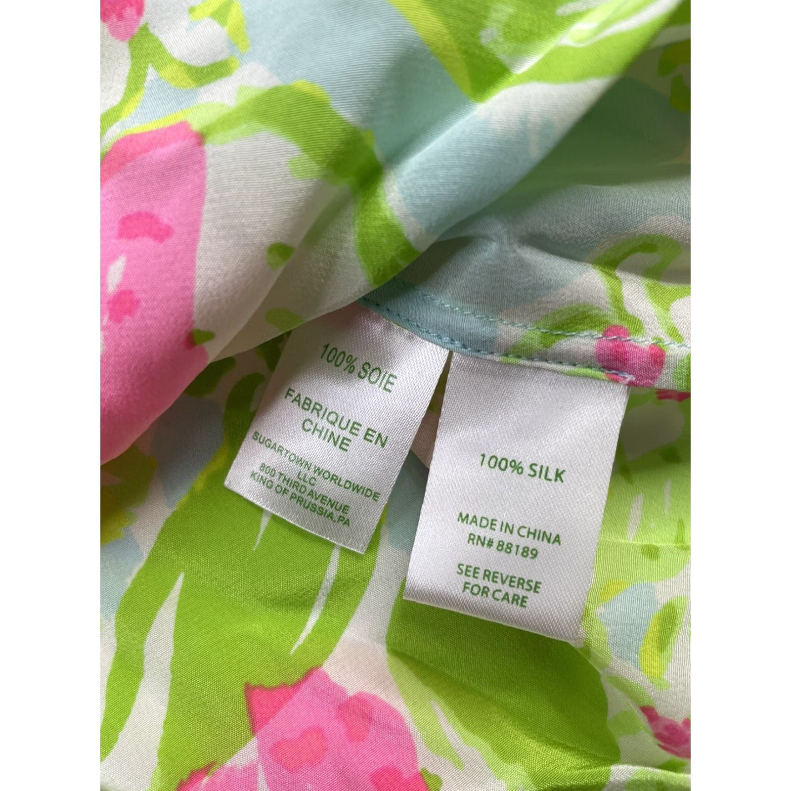 Lilly Pulitzer LILLY PULITZER Stacey Womens Small Pink Lemonade 100% Silk Sleeveless Top V-Neck Short Sleeve Floral Multicolor Stacey Womens S Silk Top Size S / US 4 / IT 40 - 4 Thumbnail
