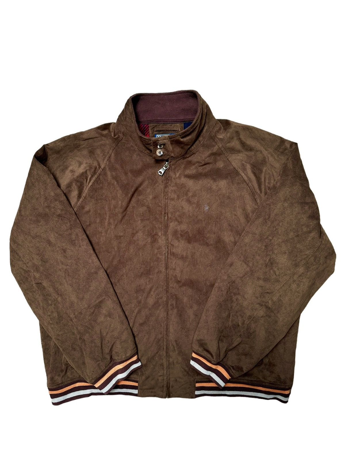 image of Polo Ralph Laurent Suede Leather Bomber Jacket in Brown, Men's (Size XL)