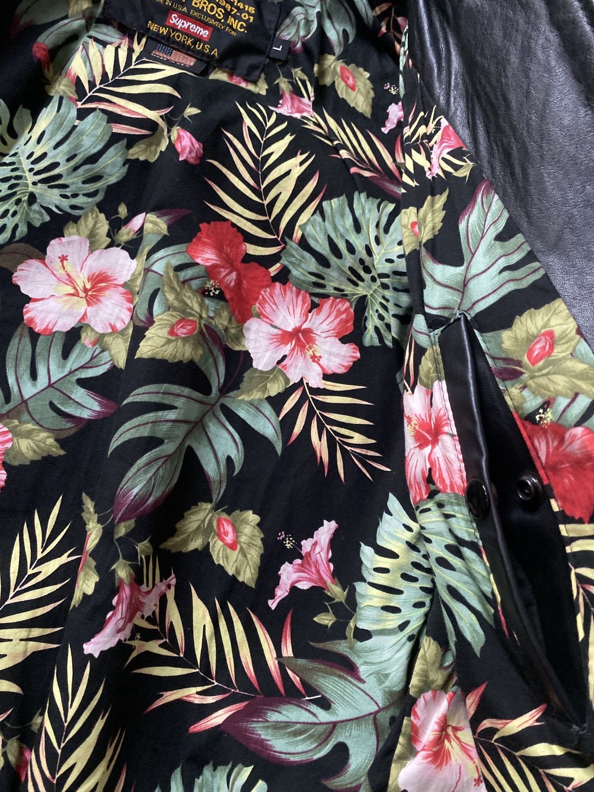 Schott × Supreme Supreme x Schott SS12 A2 Floral Lined Leather Flight Jacket Size US L / EU 52-54 / 3 - 3 Thumbnail