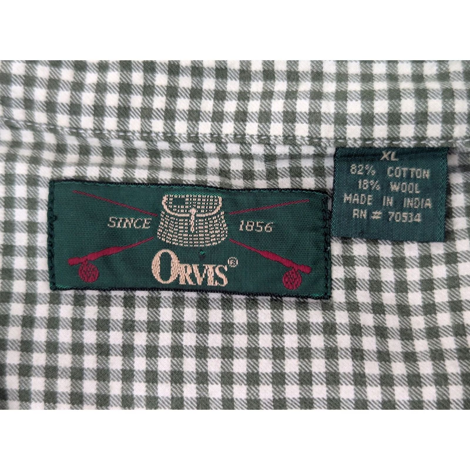 Orvis Orvis Shirt Check Wool Cotton Blend Button-Down XL Green Mens Vintage 1990s Size US XL / EU 56 / 4 - 3 Thumbnail
