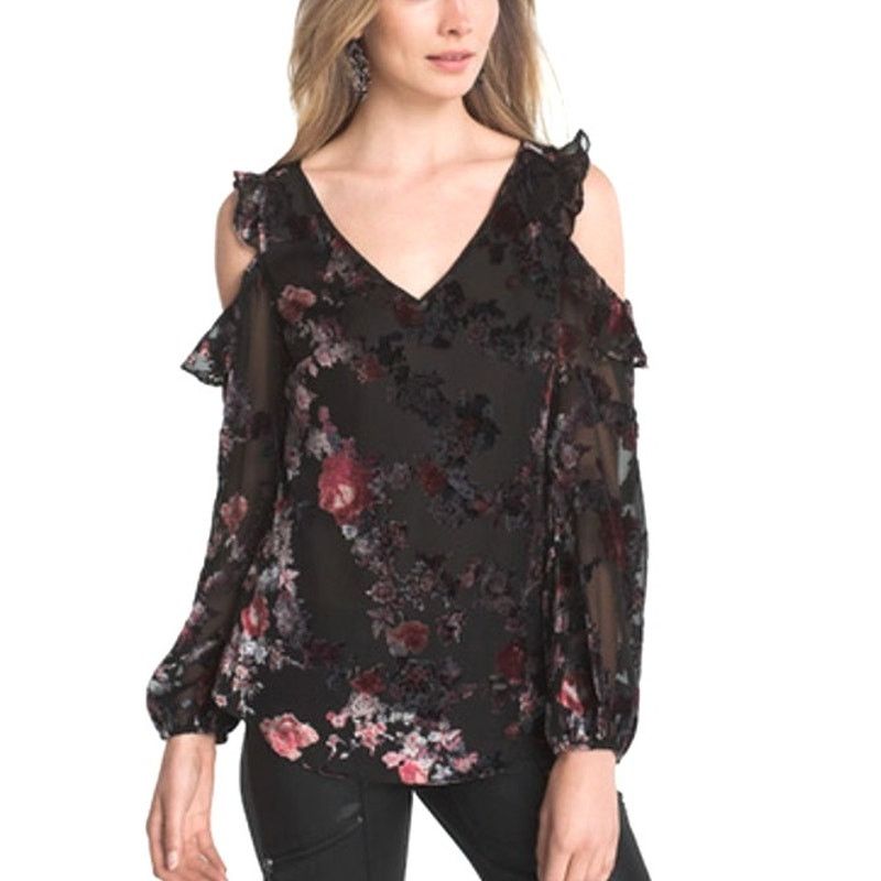White House Black Market White House Black Market Womens Velvet Burnout Top Sz 6 Size M / US 6-8 / IT 42-44 - 2 Thumbnail