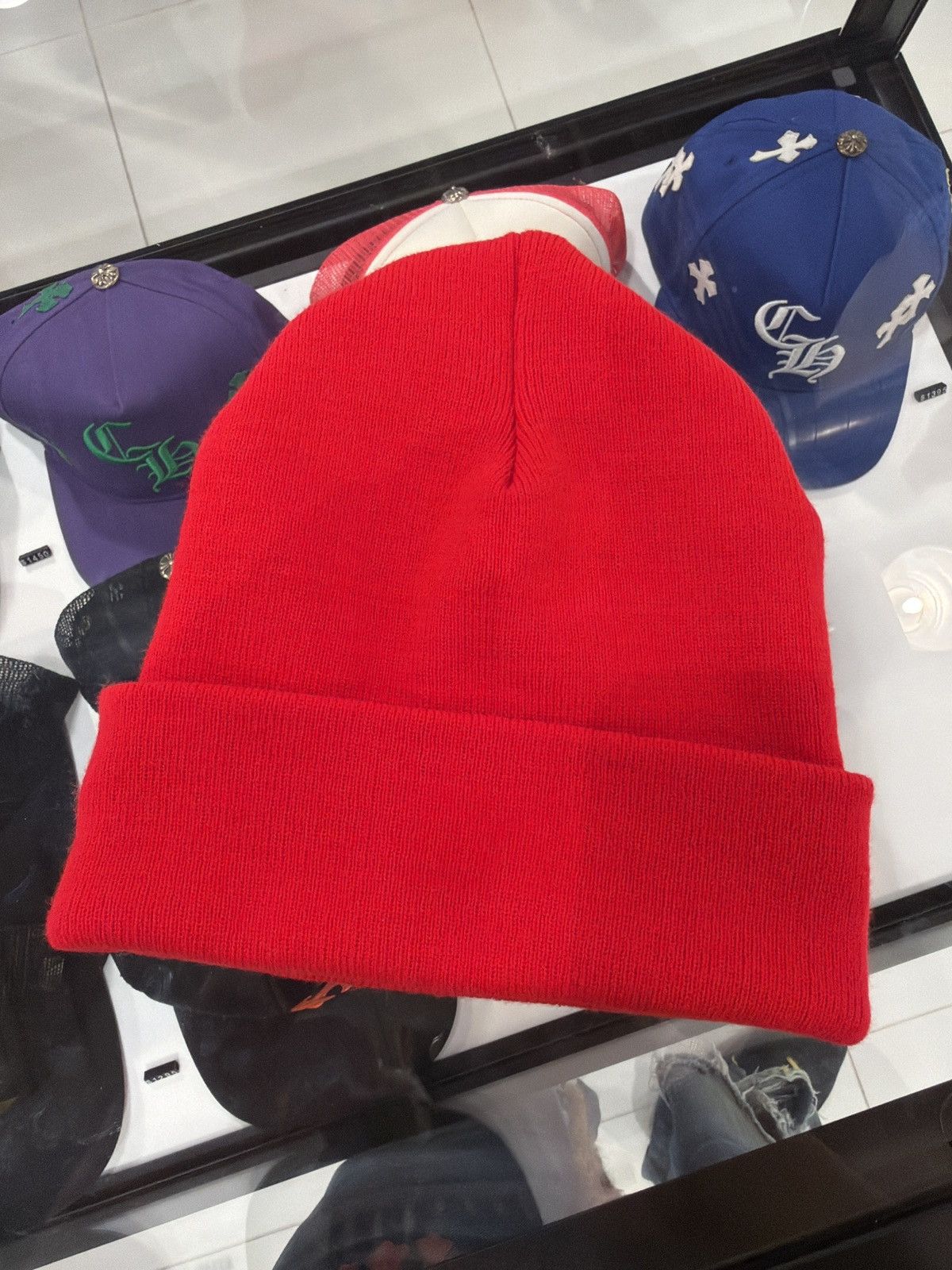 Chrome Hearts Chrome Hearts Stacked Red Beanie Size ONE SIZE - 2 Thumbnail