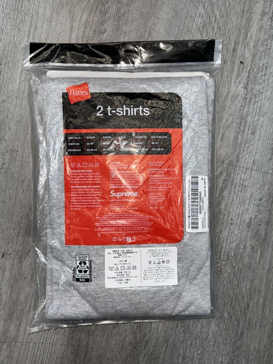 Supreme Supreme Hanes tagless tee (2pack) Size US S / EU 44-46 / 1 - 3 Thumbnail