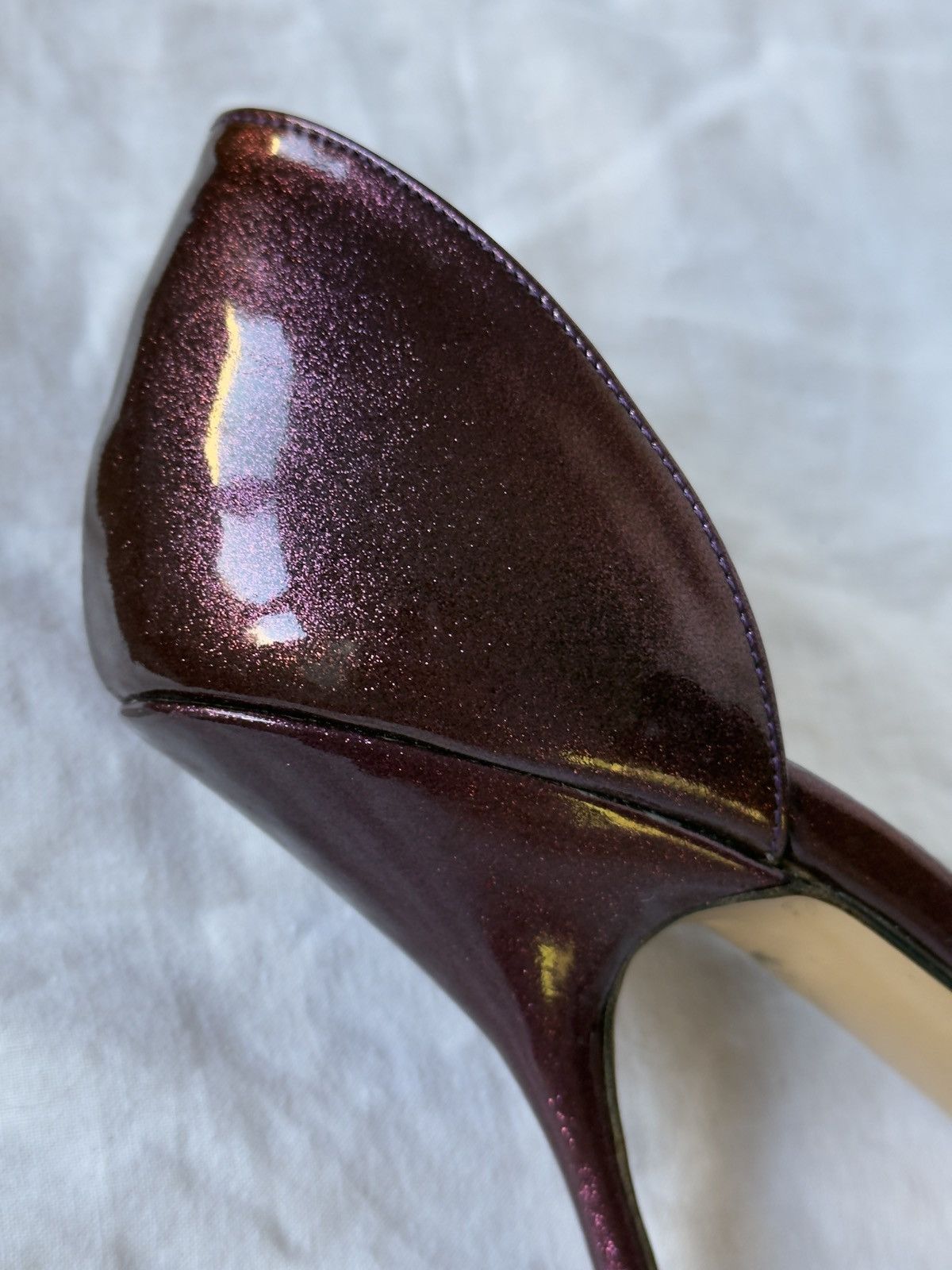 Gucci Gucci Purple Glitter Patent Leather Open Toe Sandals Mules Size US 7 / IT 37 - 9 Thumbnail