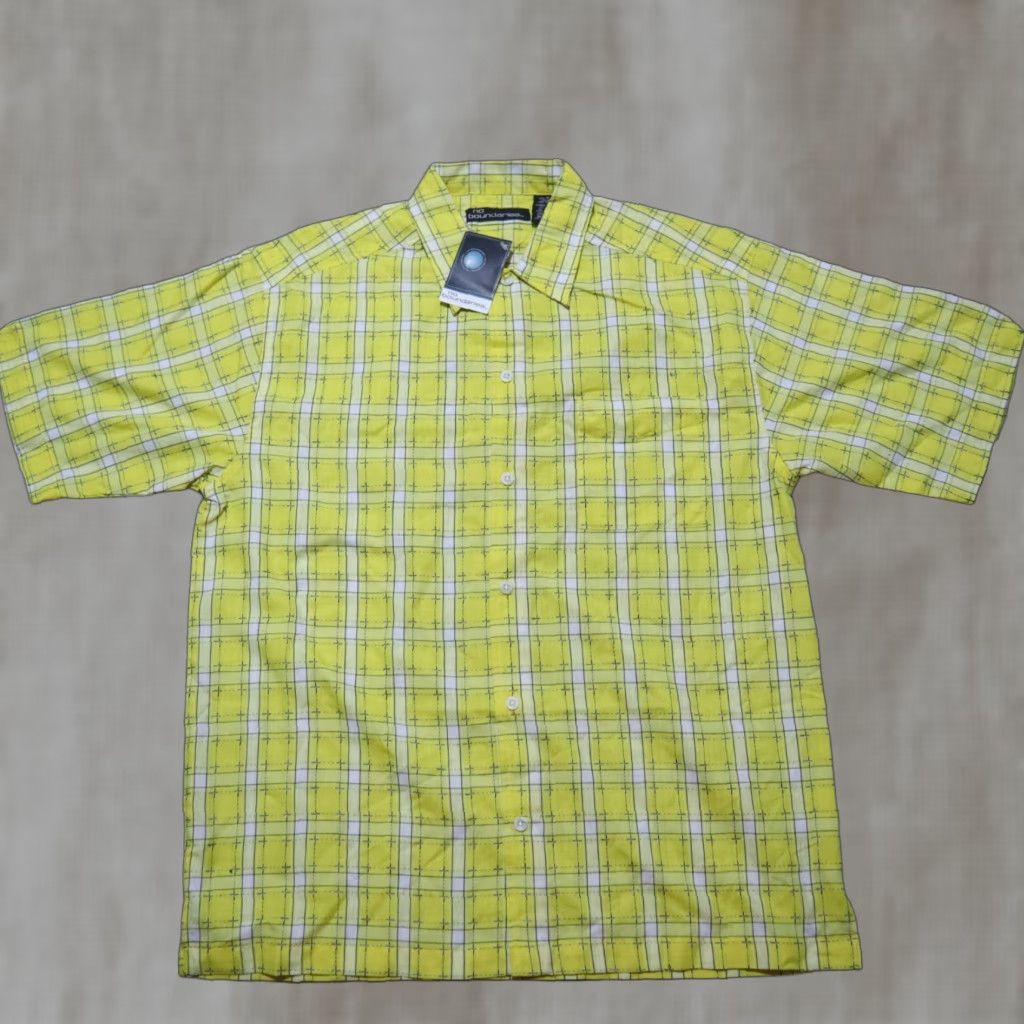 Vintage NEW No Boundaries Shirt Men M Yellow Plaid Short Sleeve Button-Up Size US M / EU 48-50 / 2 - 1 Thumbnail
