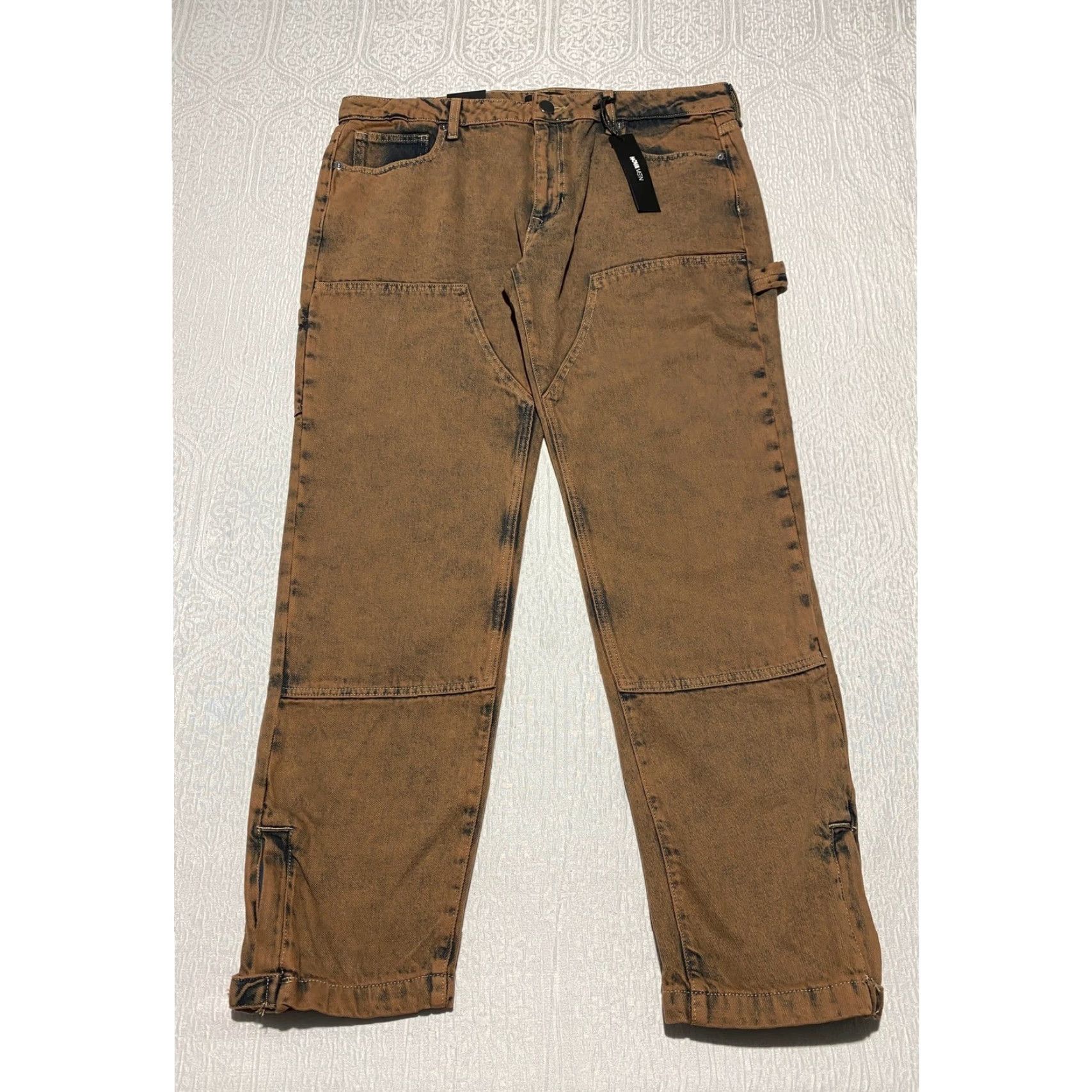 Fashion Nova Nova Men Carpenter Jeans Regular Fit Brown Straight Size 36 Denim Cotton Zipper Ankle Zip Pockets Cargo 32 Inseam Size US 36 / EU 52 - 3 Thumbnail