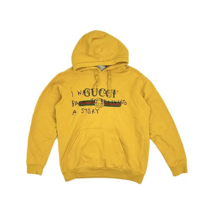 Gucci Gucci Gucci Graffiti Print Yellow Hoodie -2506 Size US M / EU 48-50 / 2 - 2 Thumbnail