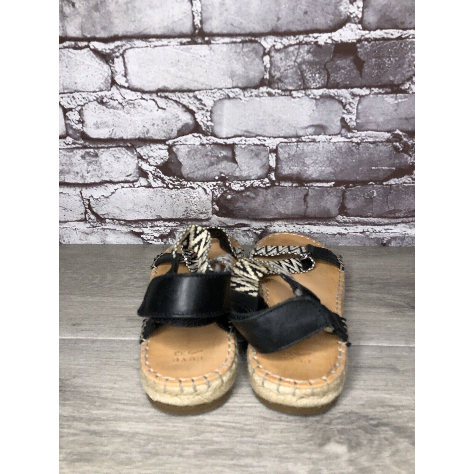 Frye Frye & Co Kole White Black Fabric Leather Espadrilles Sandal Size US 8.5 / IT 38.5 - 5 Thumbnail
