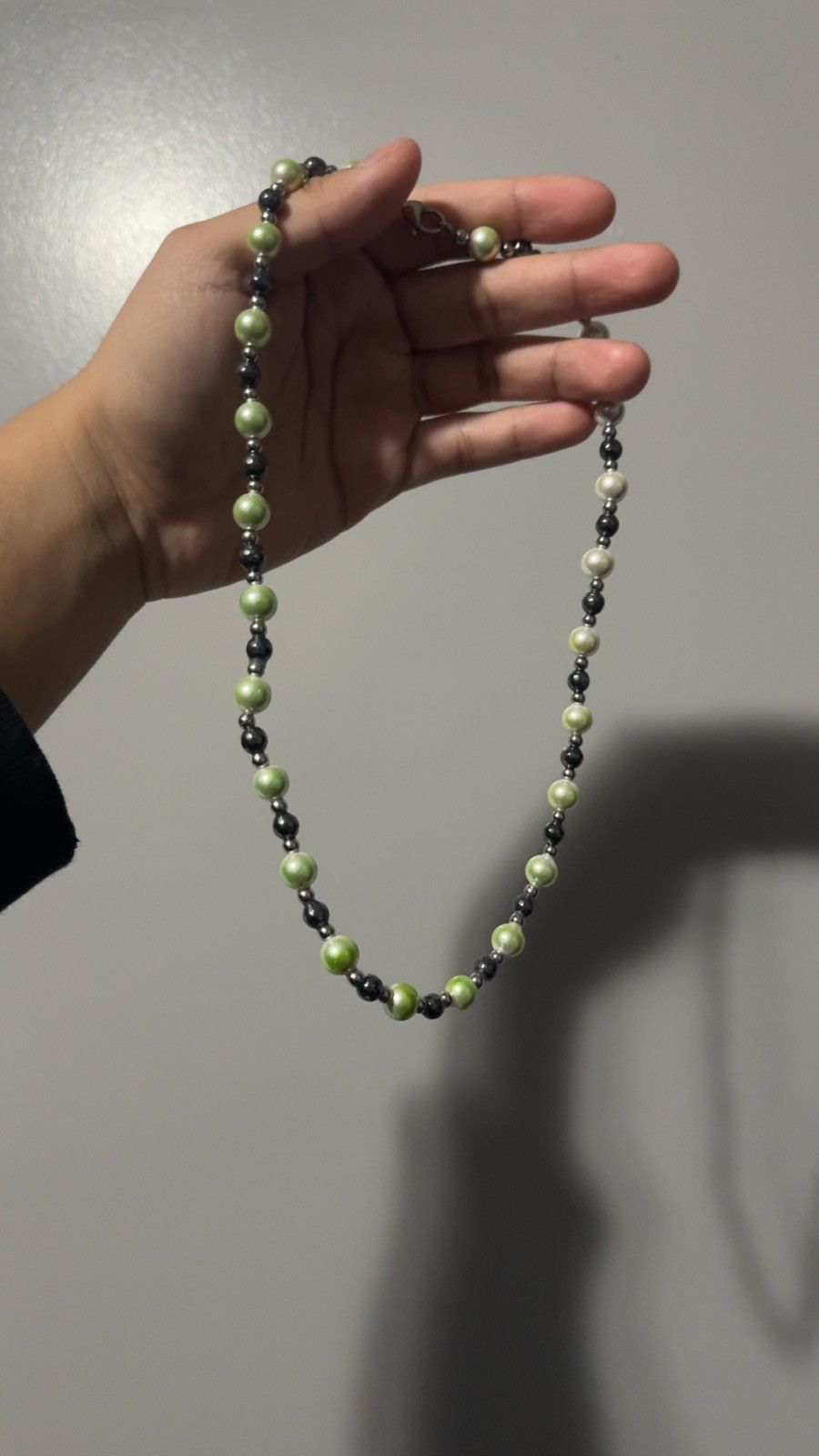 Jewelry x Vintage Pearl Necklace Dyed Green, Men's