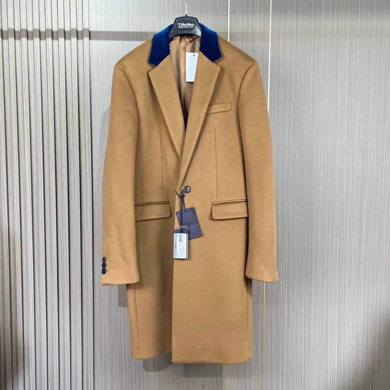 Prada Show blue lapel camel wool coat 2504-Nextarrow