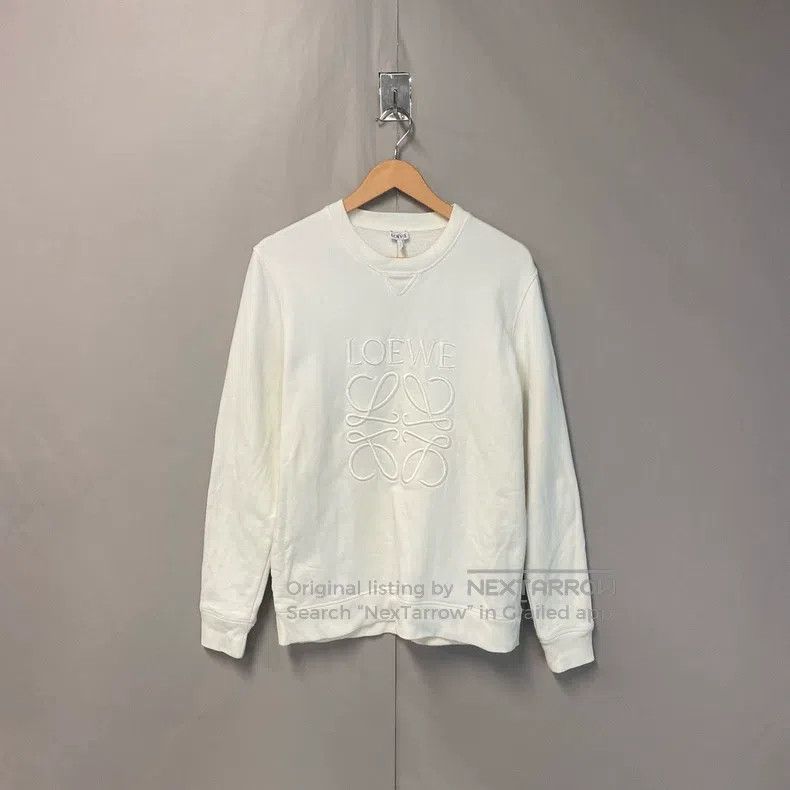 Loewe Loewe White logo embroidered round neck long sleeve sweats Size M / US 6-8 / IT 42-44 - 1 Thumbnail