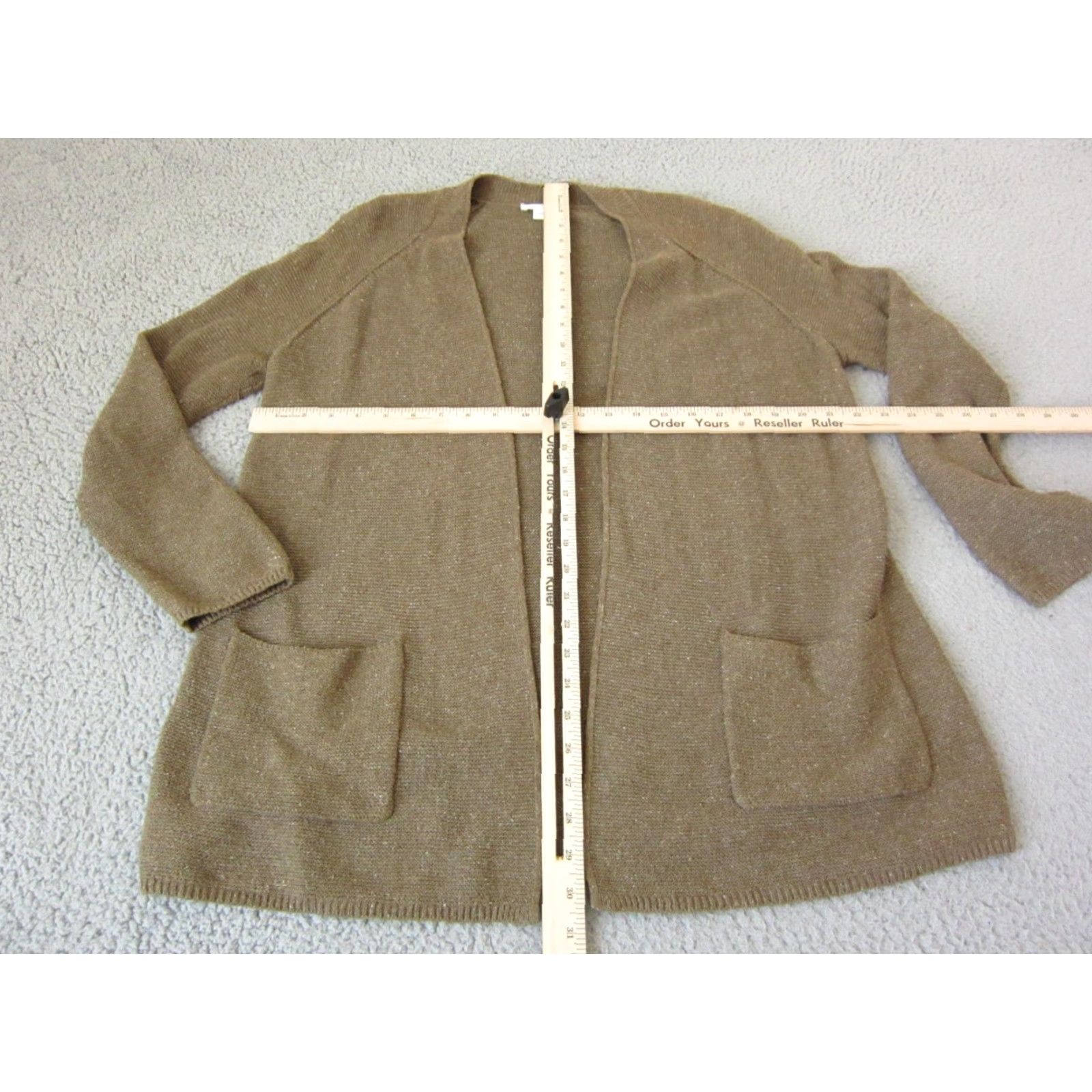 J. Jill VINTAGE J Jill Open Cardigan Sweater Womens S Brown Silk Cotton Acrylic Knit Short Sleeve Casual Summer Relaxed Regular Size S / US 4 / IT 40 - 5 Thumbnail
