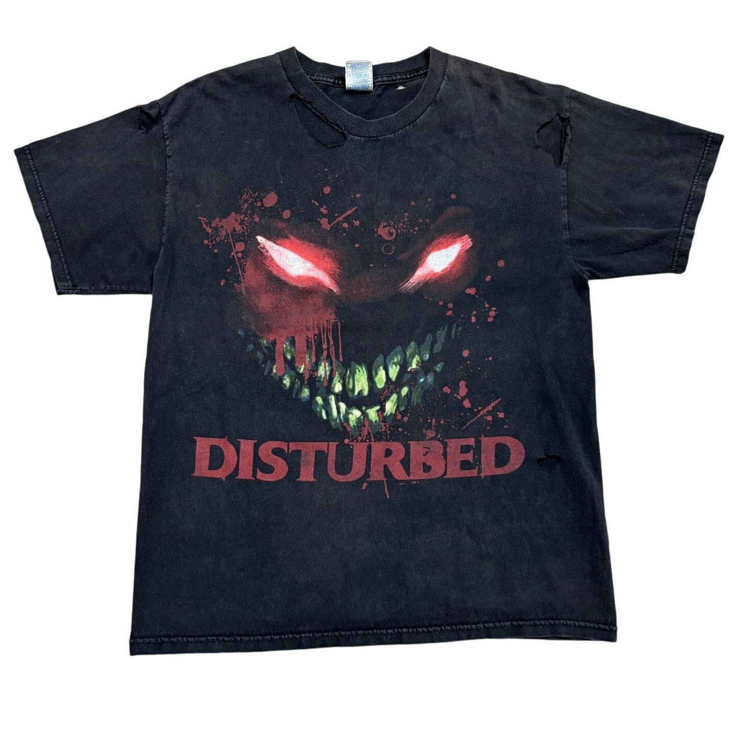 Band Tees × Vintage VTG Y2K Disturbed Thrashed Metal Band Tee Shirt Men's Large Size US L / EU 52-54 / 3 - 1 Thumbnail