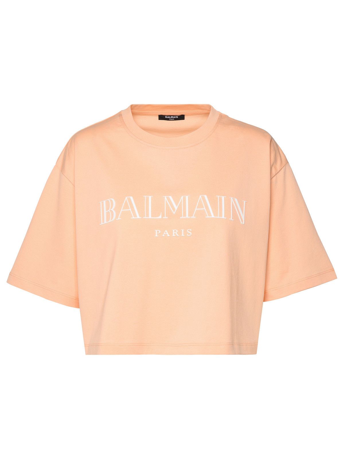 image of Balmain Orange Cotton Crop T-Shirt, Women's (Size XS)