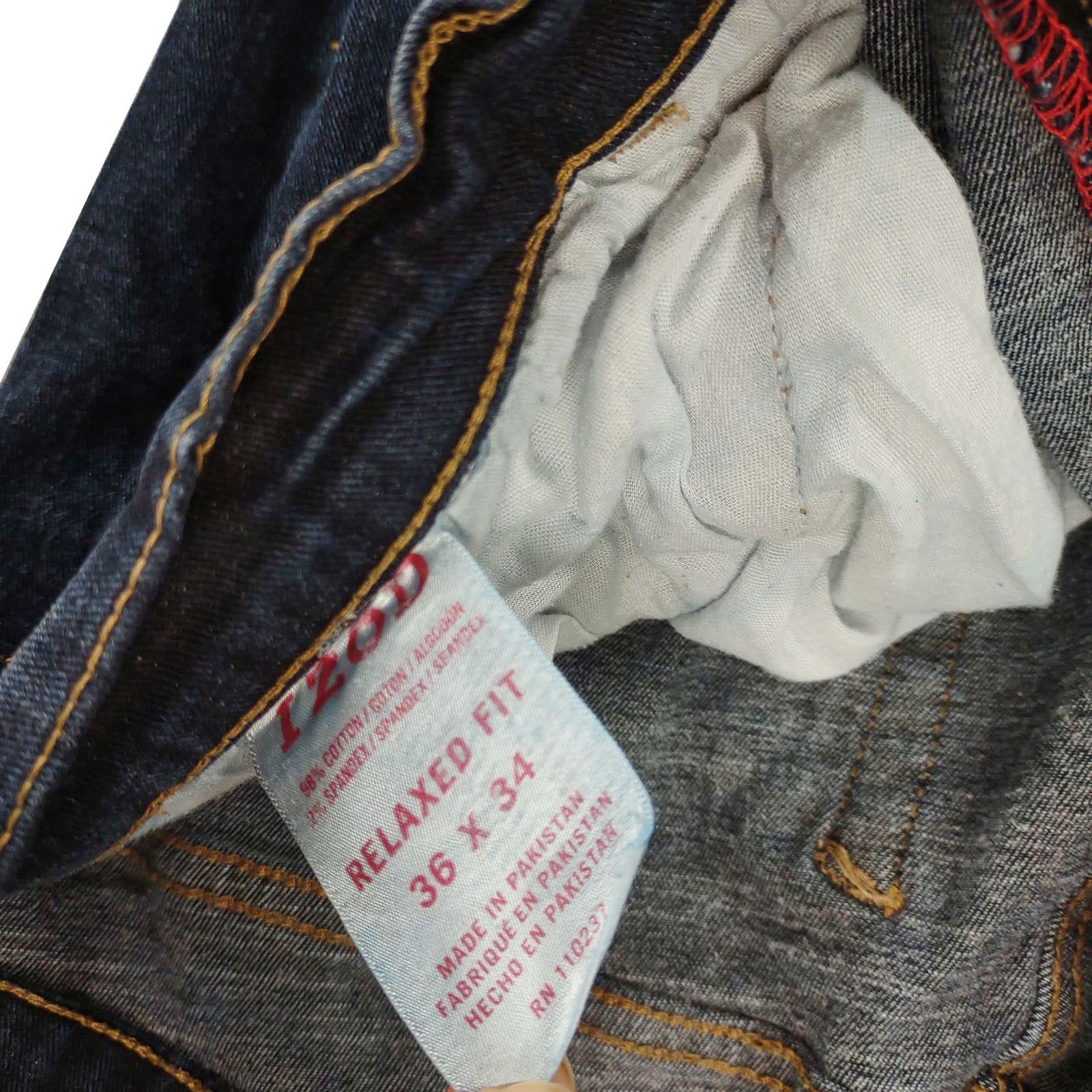 Izod IZOD Men's 36" Dark Wash Stretch Denim Cuff Leg Jeans Size US 36 / EU 52 - 6 Thumbnail