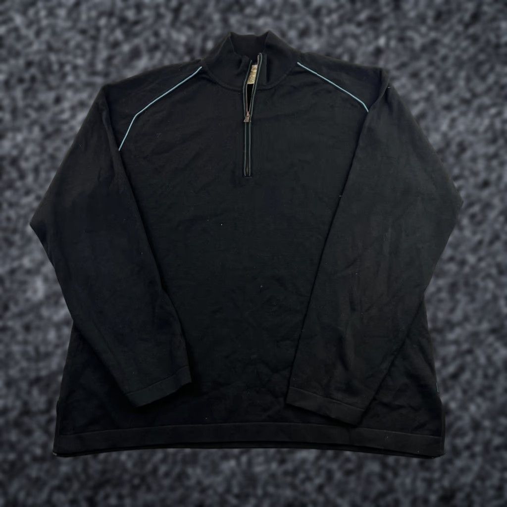 Tommy Bahama Tommy Bahama Sweater Mens M Black 1/4 Zip Mock Neck Silk Blend Pullover Size US M / EU 48-50 / 2 - 1 Thumbnail